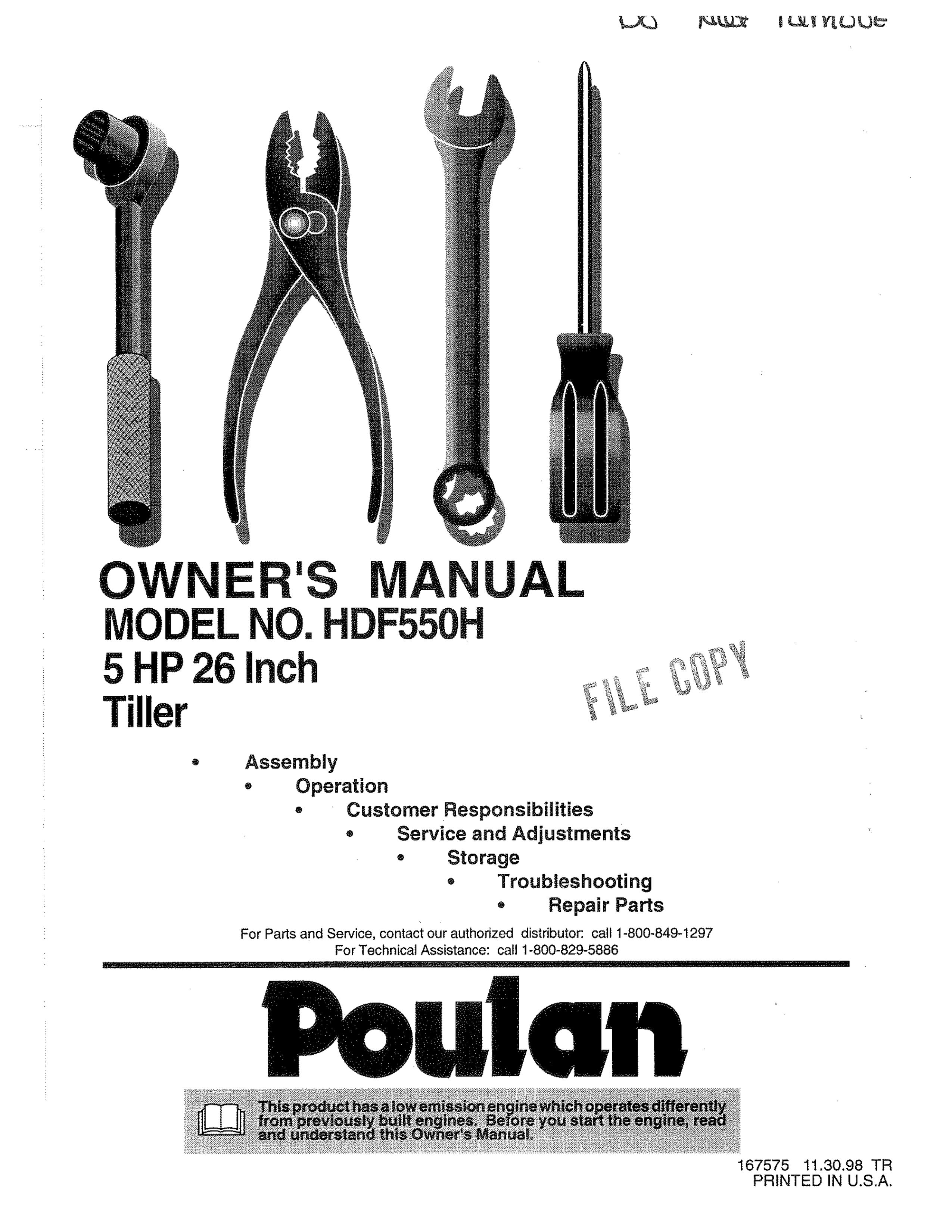 Poulan 167575 Tiller User Manual