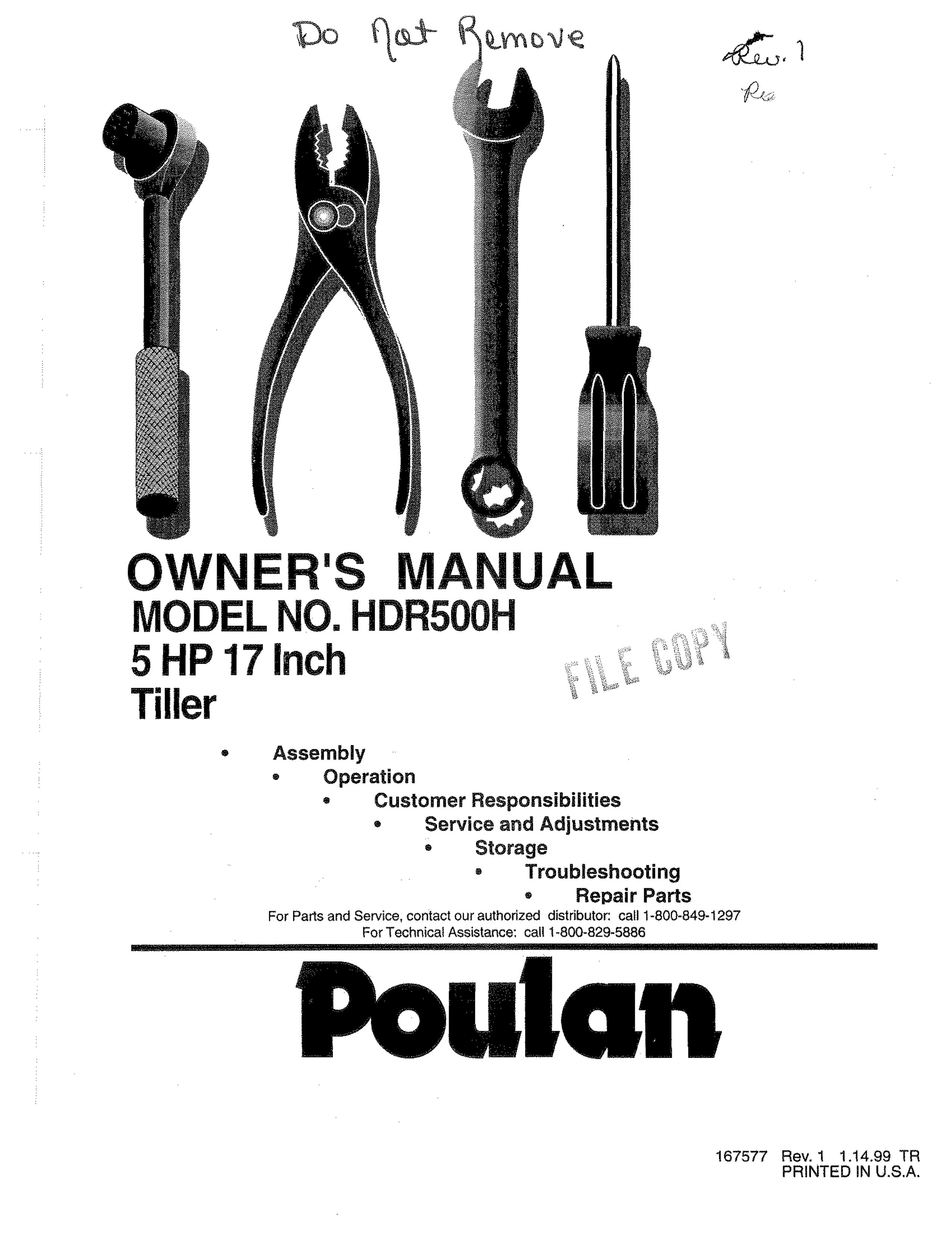 Poulan 167577 Tiller User Manual