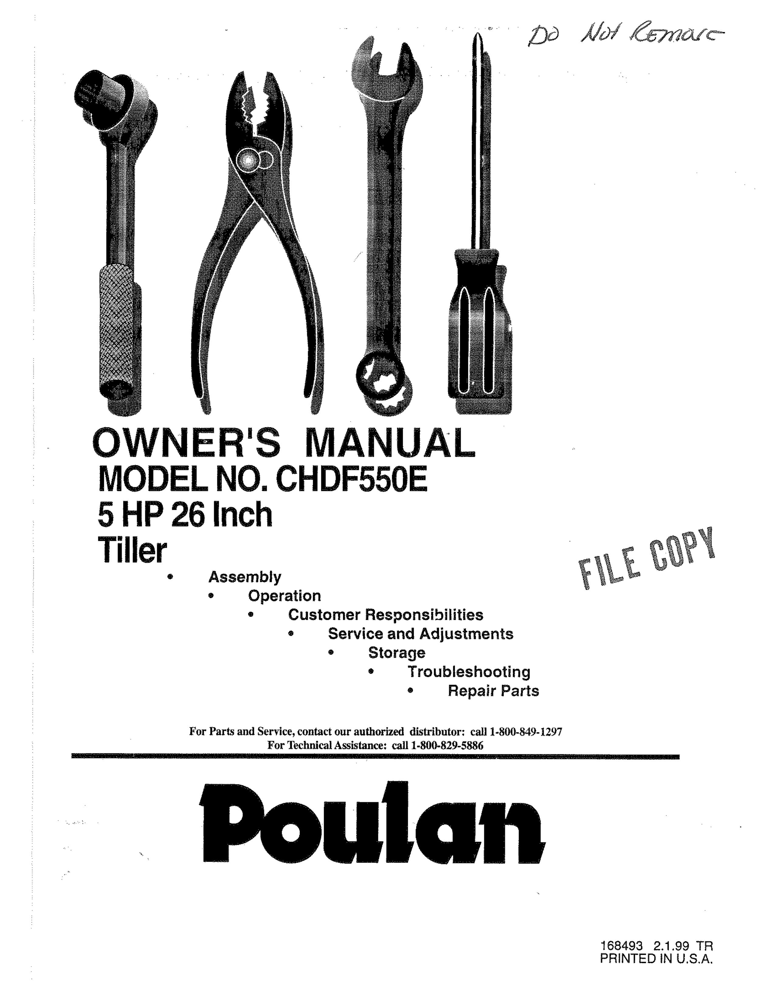 Poulan 168493 Tiller User Manual