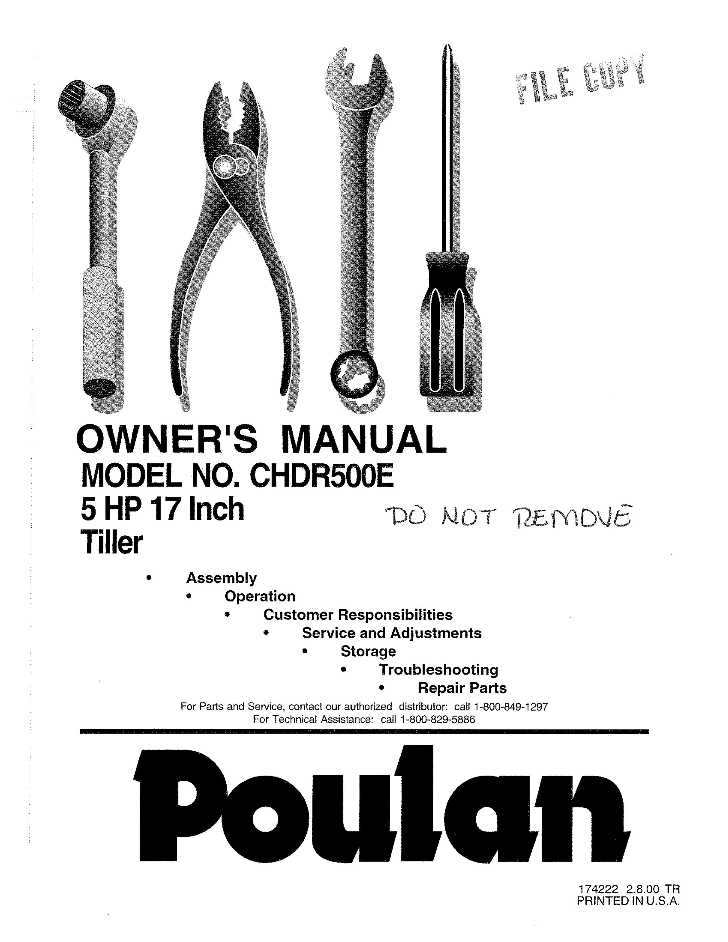 Poulan 174222 Tiller User Manual