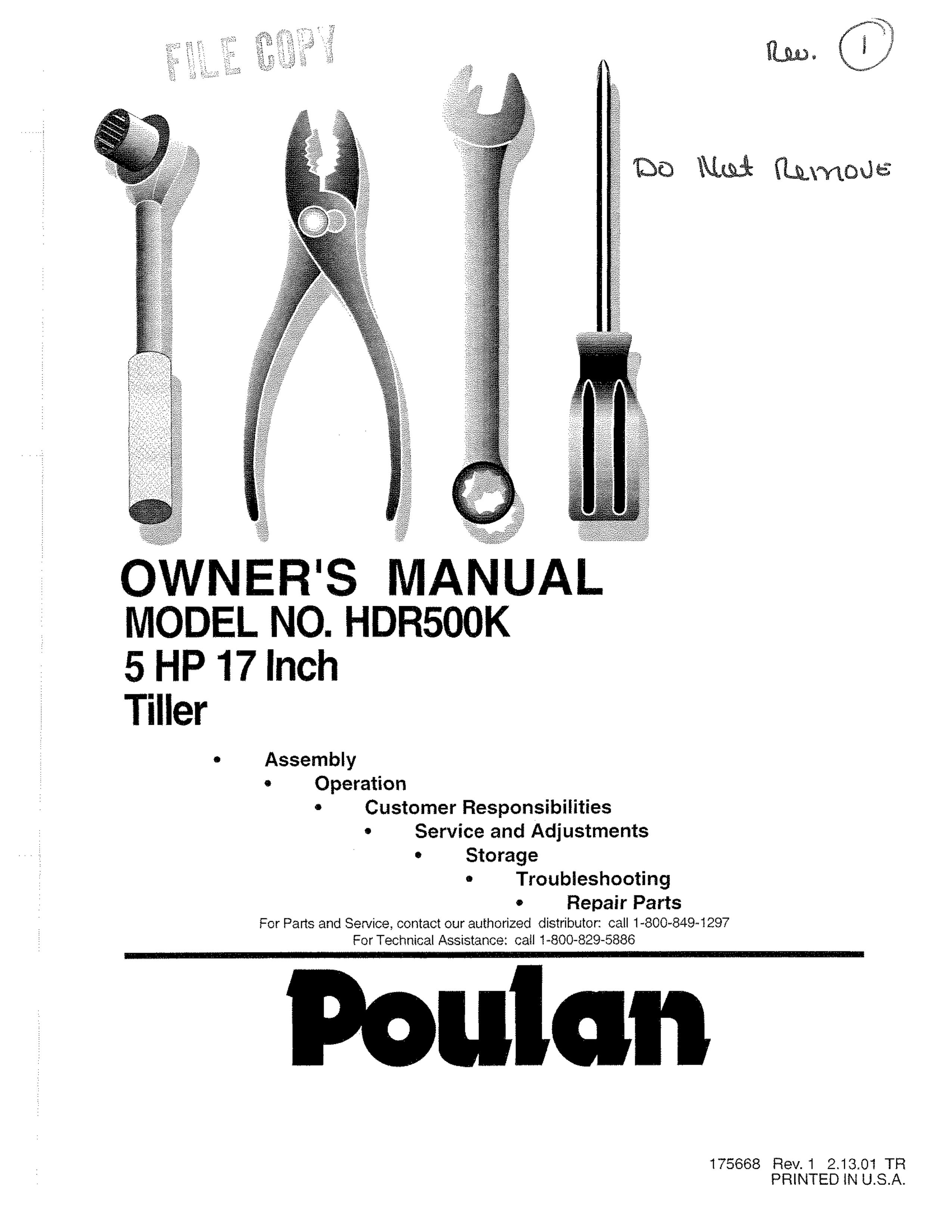 Poulan 175668 Tiller User Manual