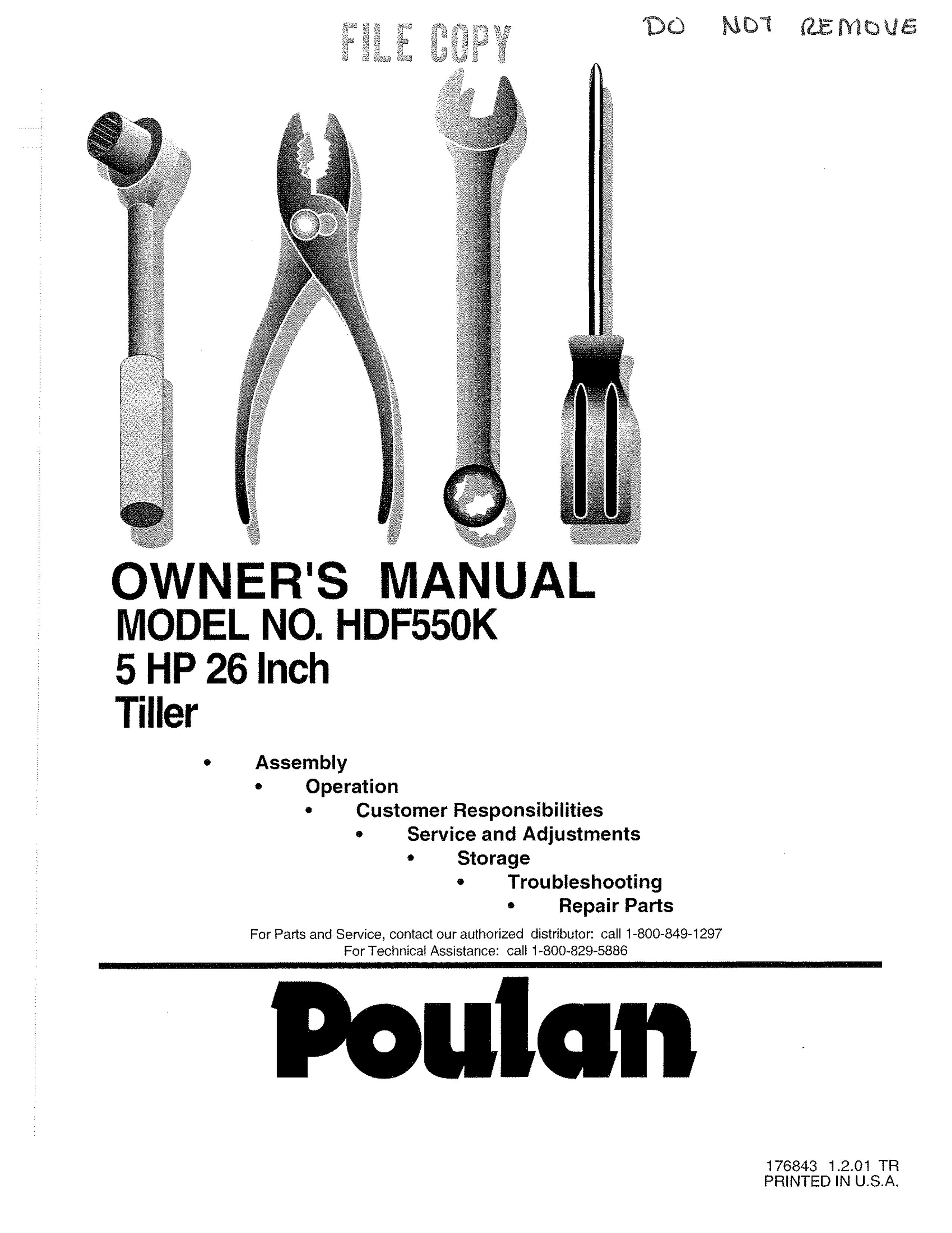 Poulan 176843 Tiller User Manual