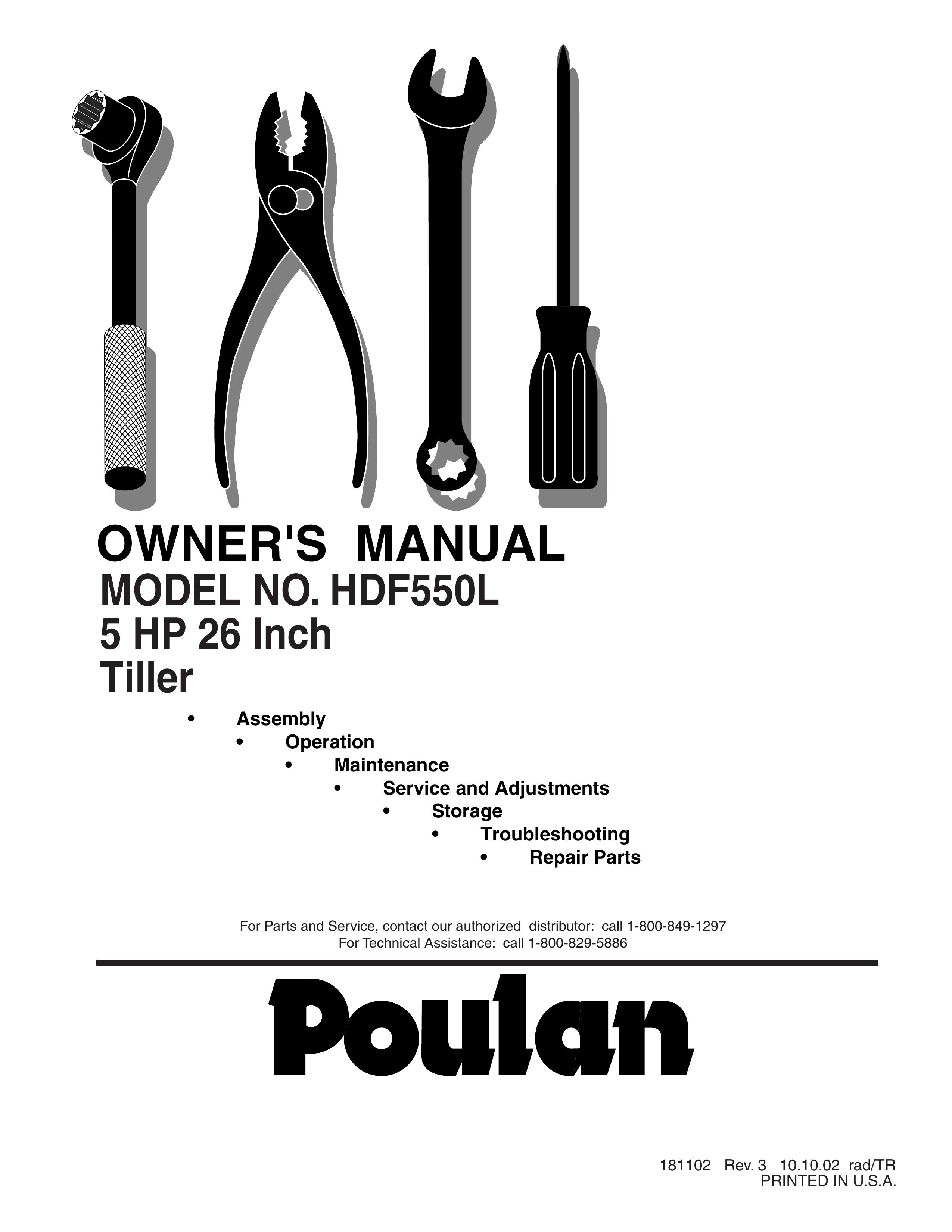 Poulan 181102 Tiller User Manual