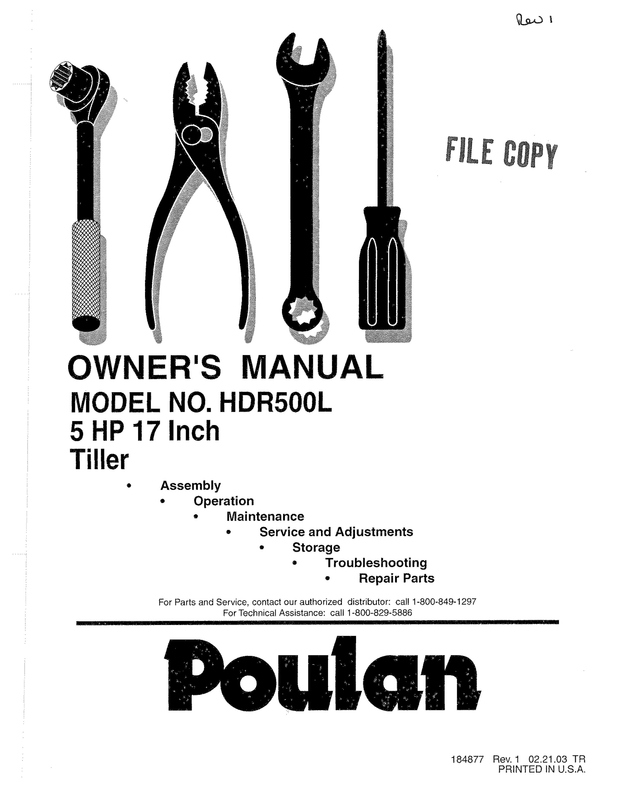Poulan 184877 Tiller User Manual
