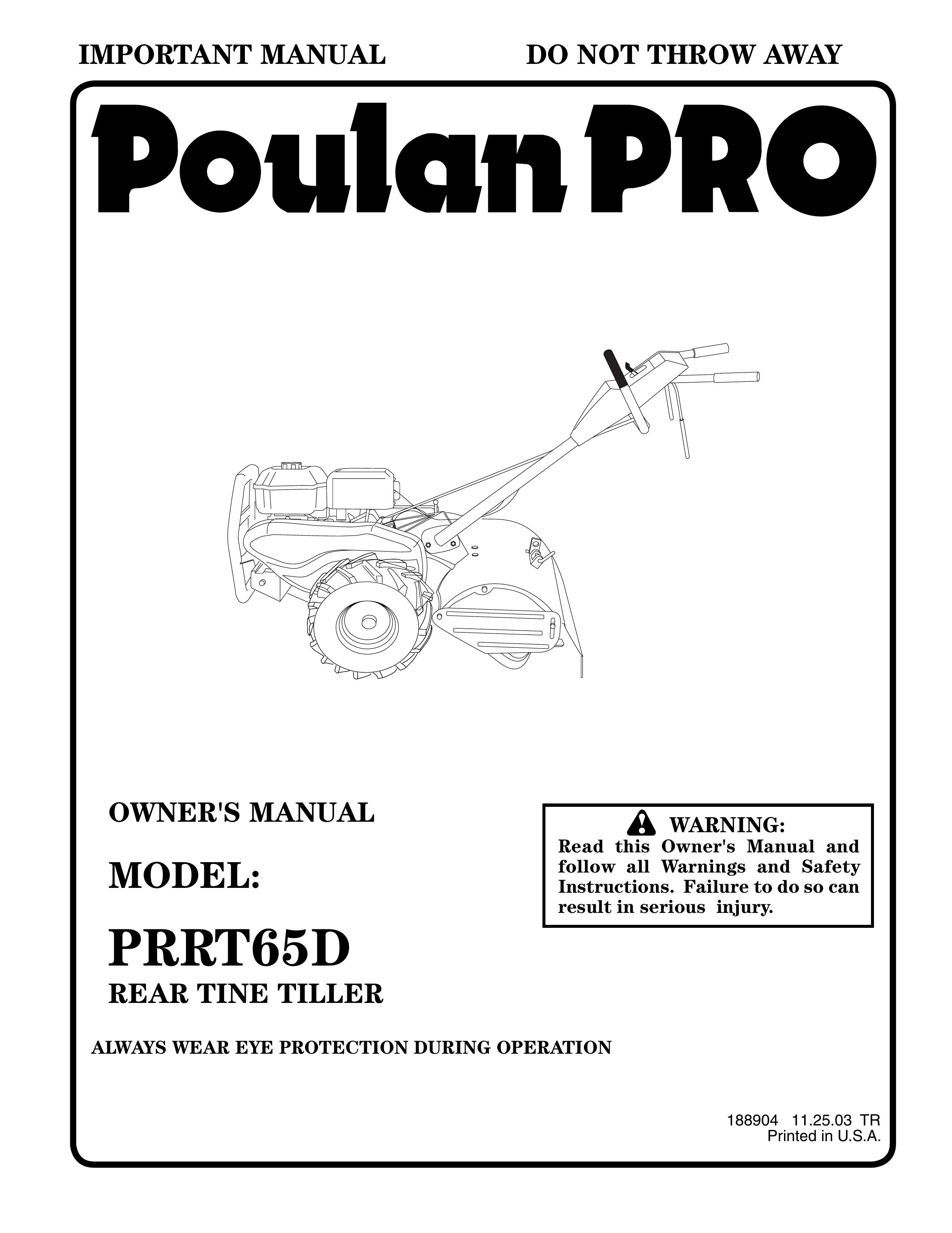 Poulan 188904 Tiller User Manual