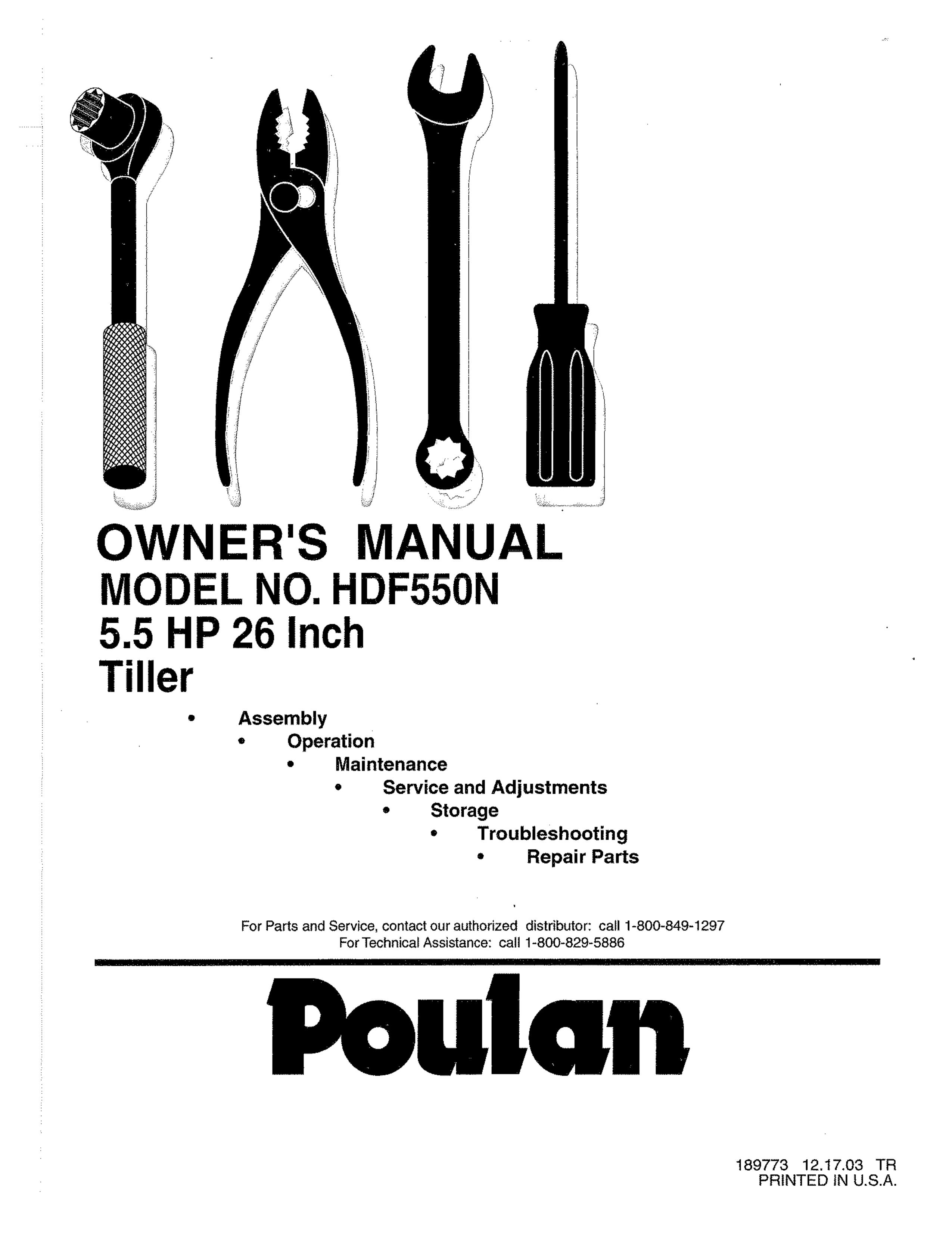 Poulan 189773 Tiller User Manual