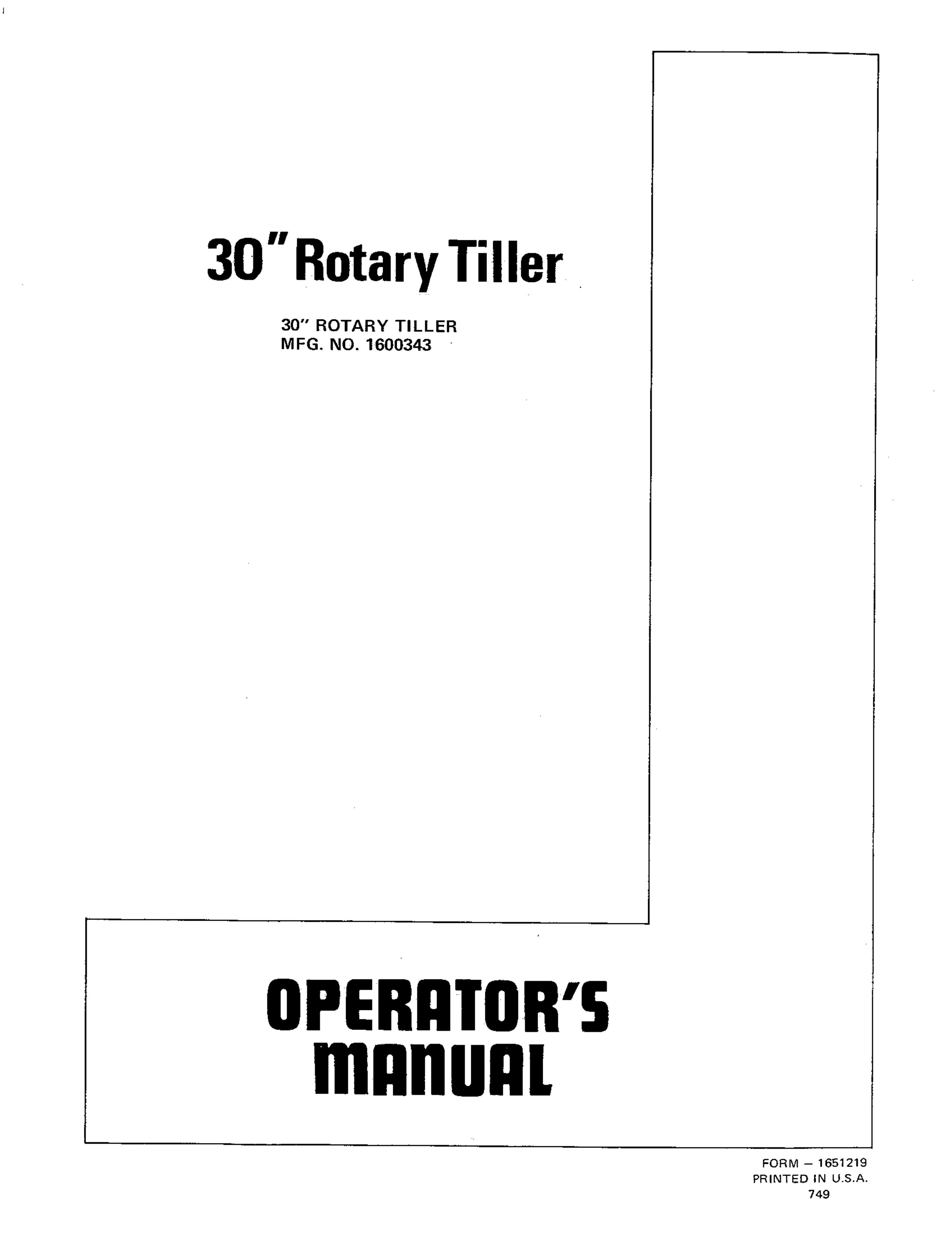 Snapper 1600343 Tiller User Manual