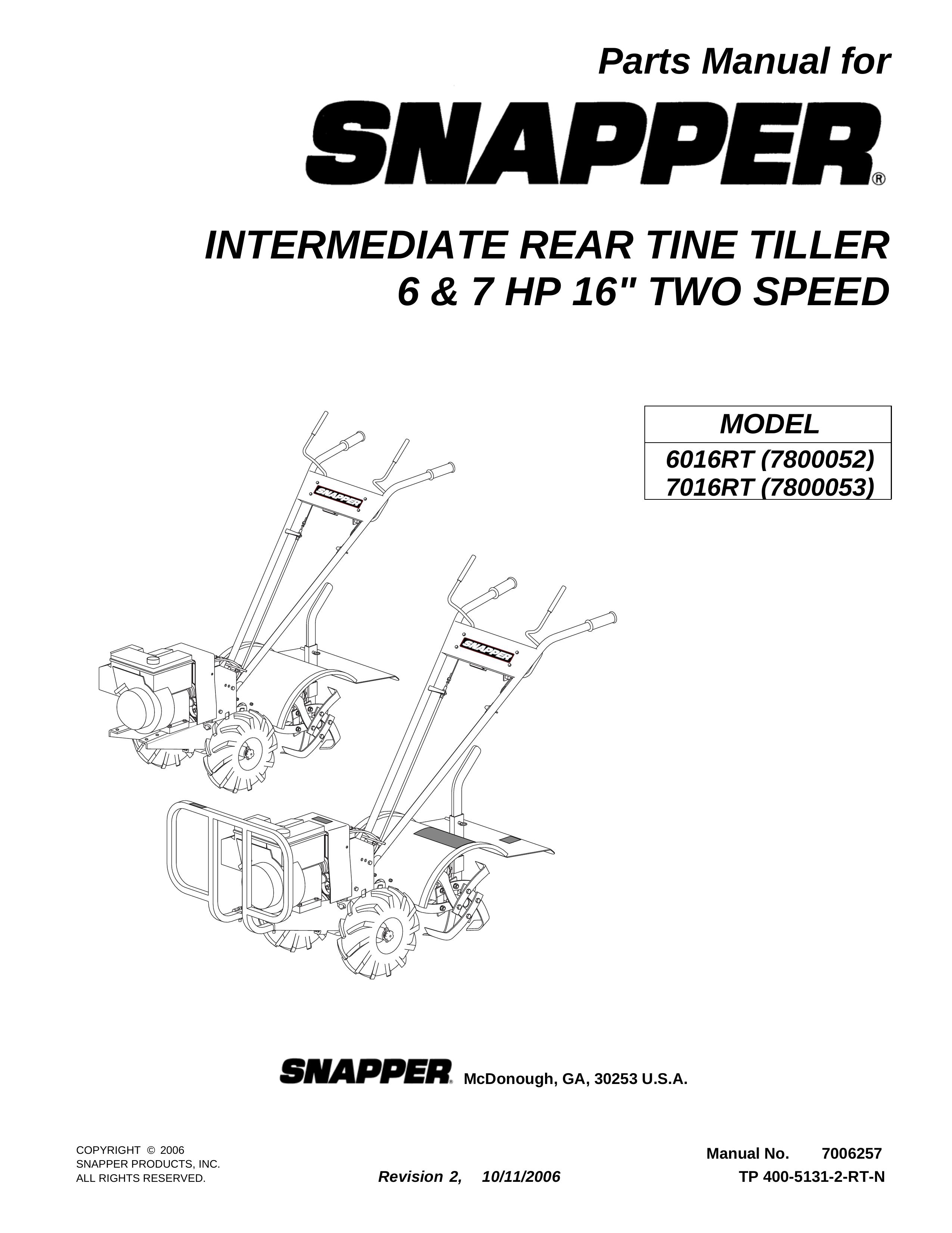 Snapper 7016RT Tiller User Manual