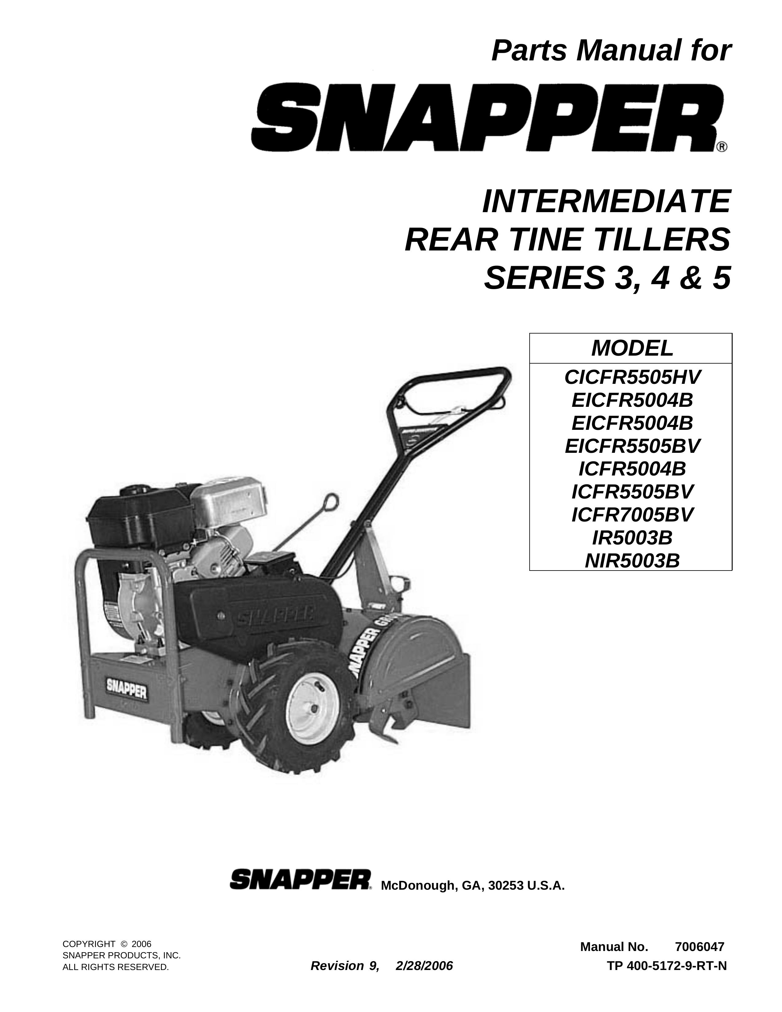 Snapper ICFR5505BV Tiller User Manual