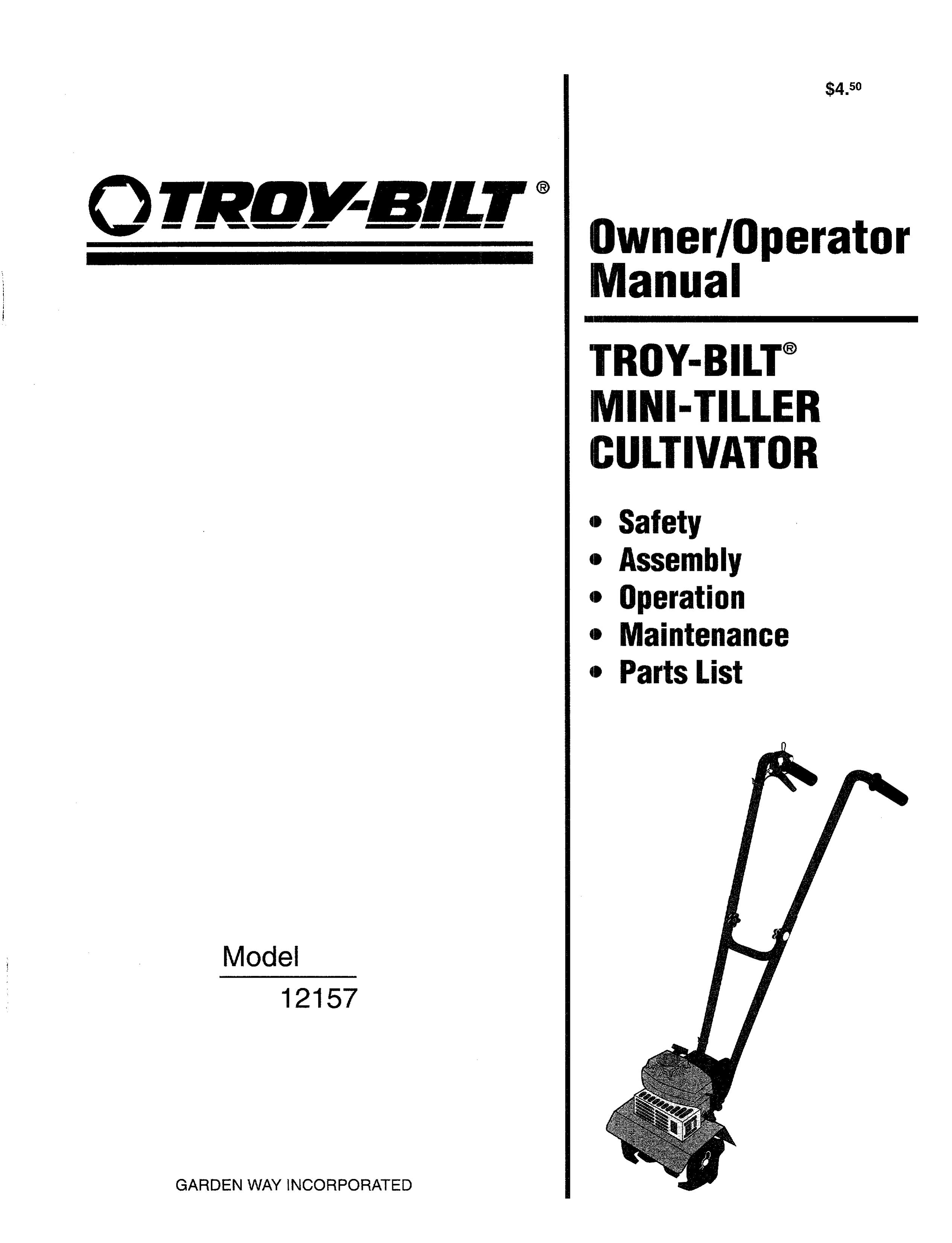 Troy-Bilt 12157 Tiller User Manual