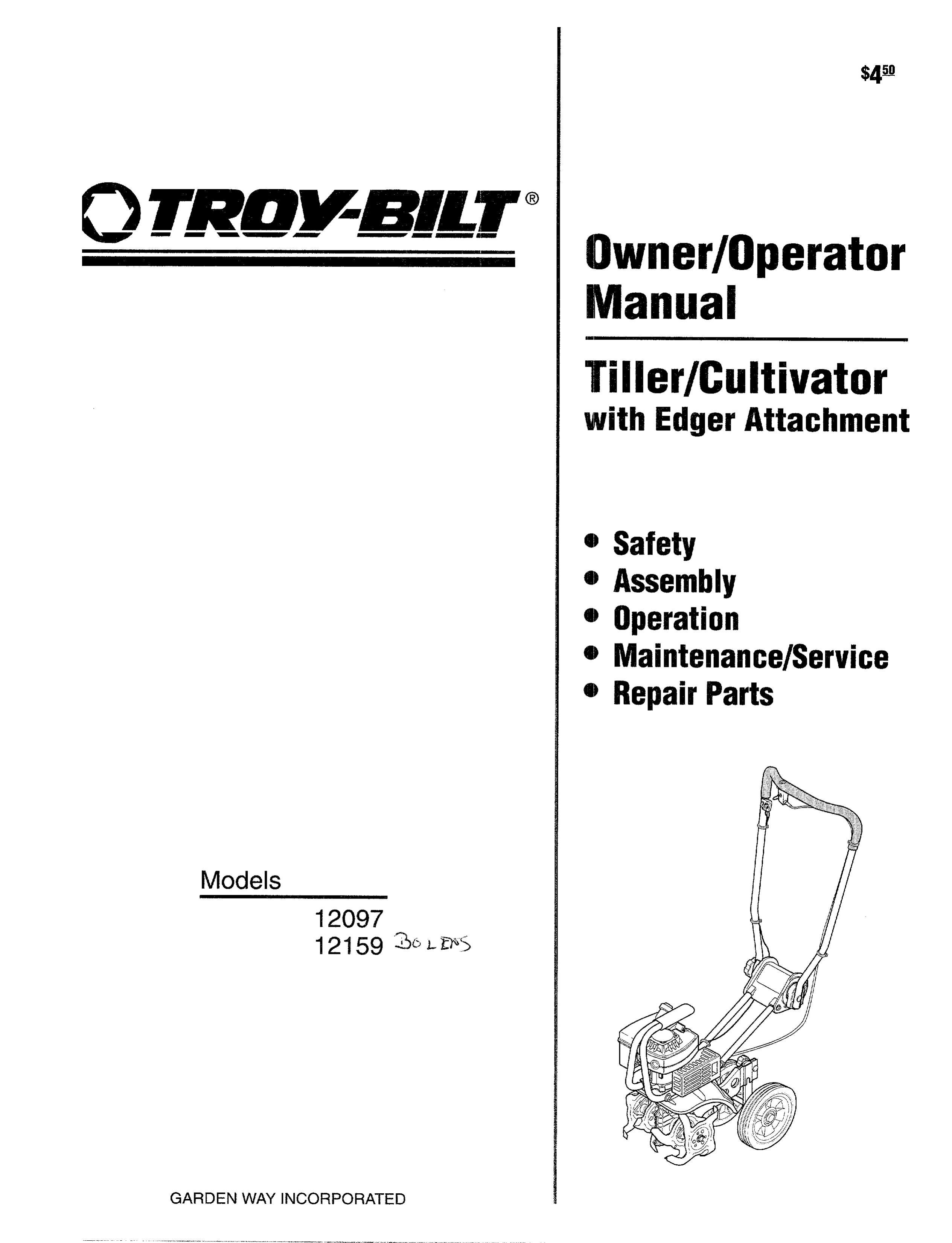 Troy-Bilt 12159 Tiller User Manual