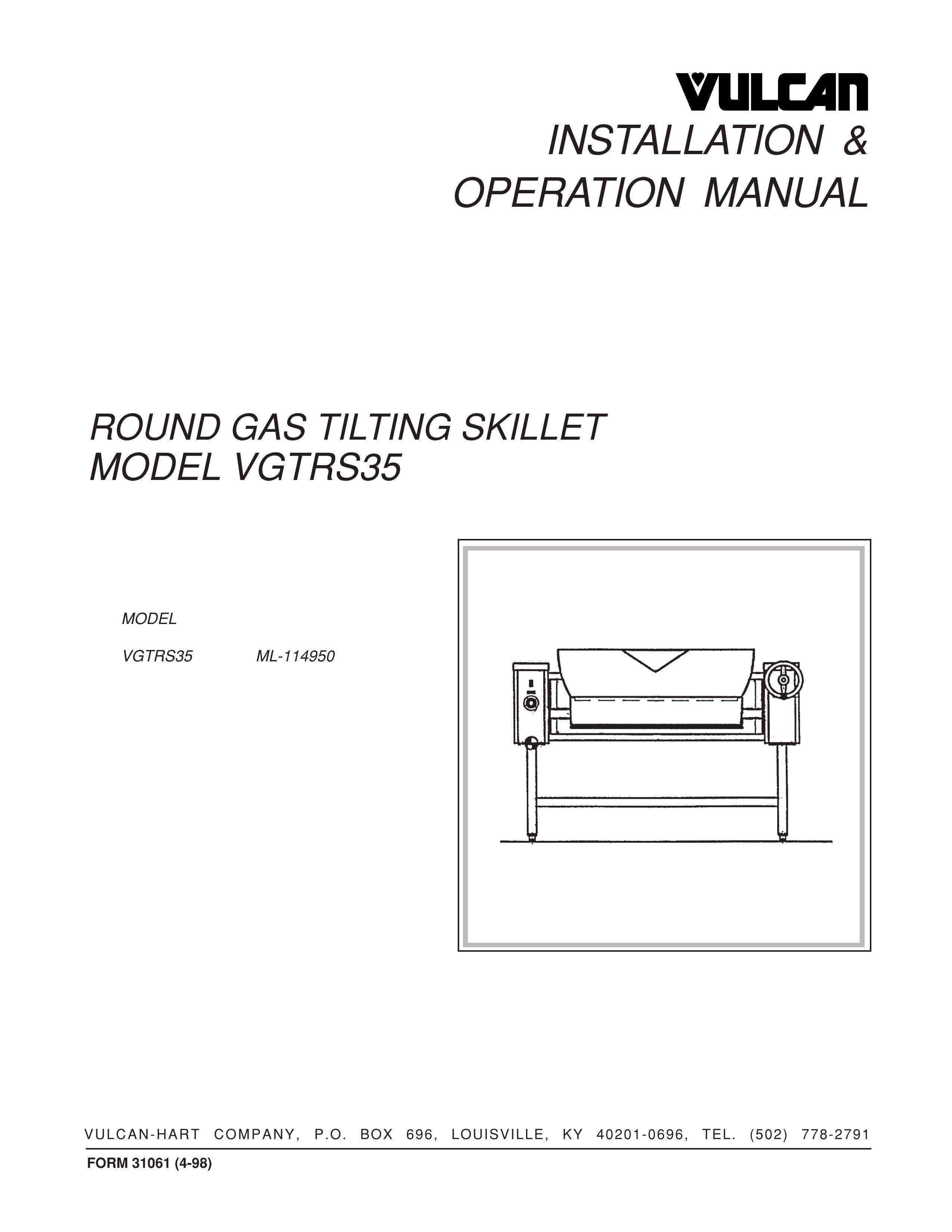 Vulcan-Hart VGTRS35 Tiller User Manual