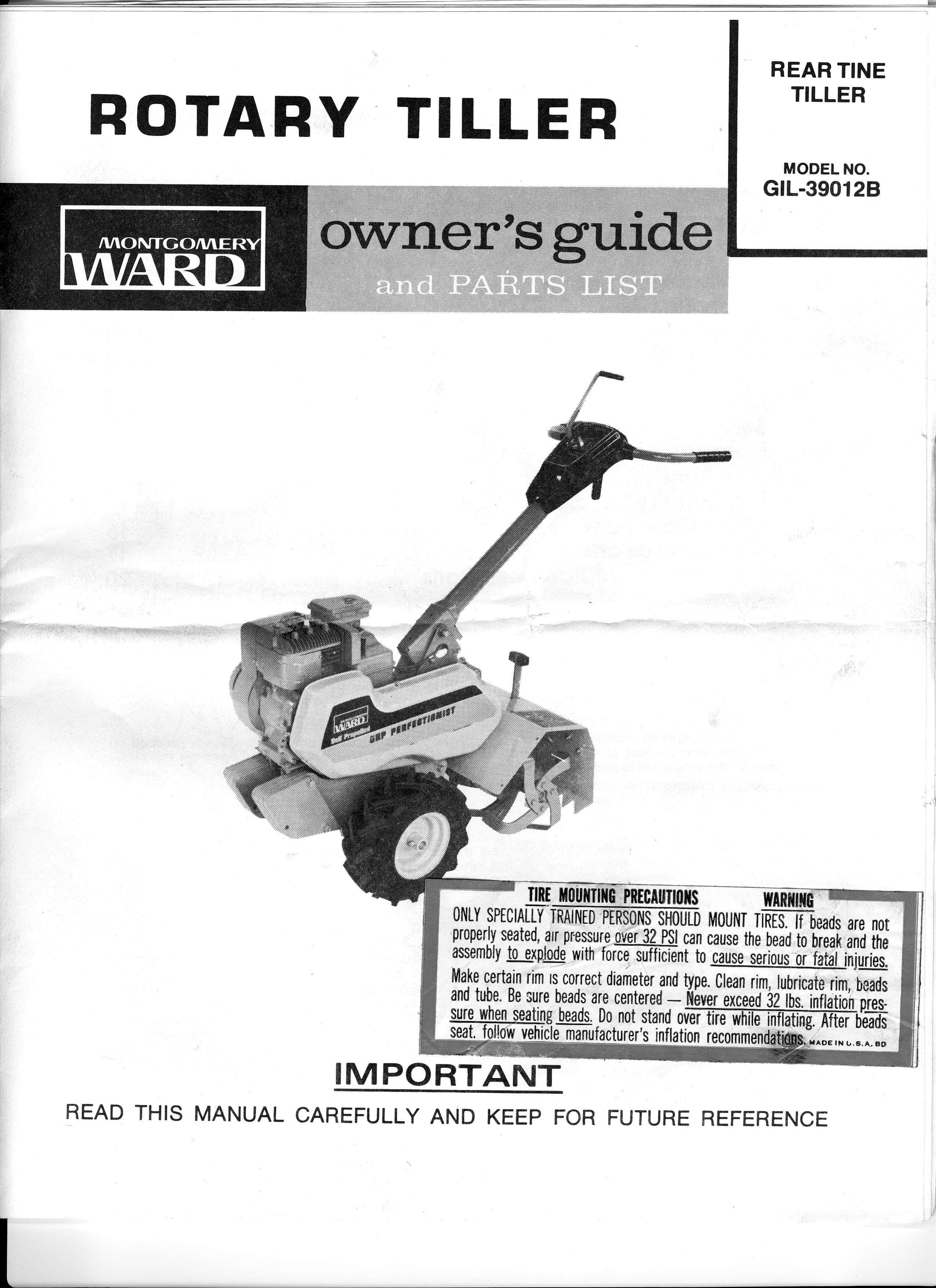 Ward's GIL-39012B Tiller User Manual