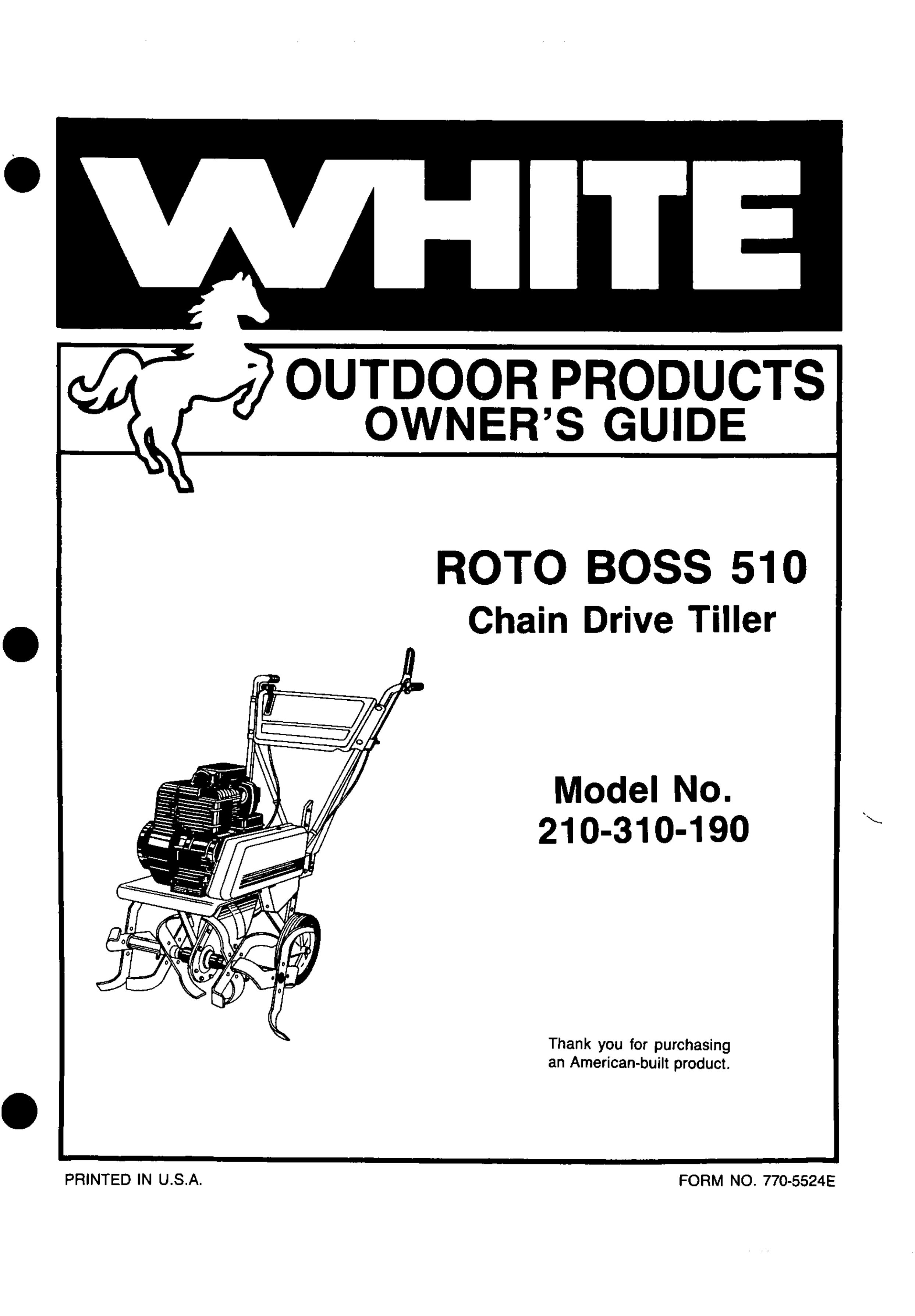 White 210-310-190 Tiller User Manual