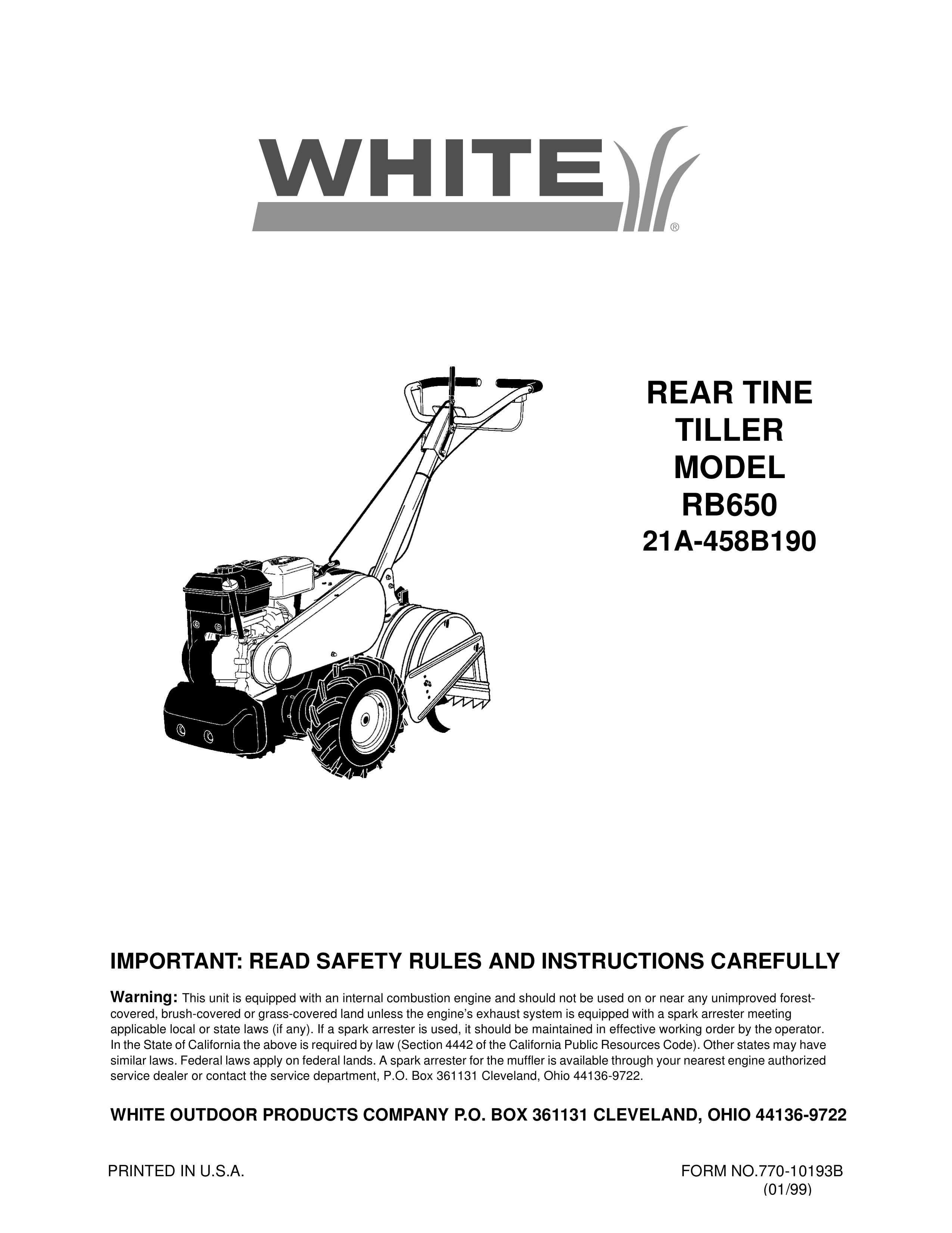 White 21A-458B190 Tiller User Manual