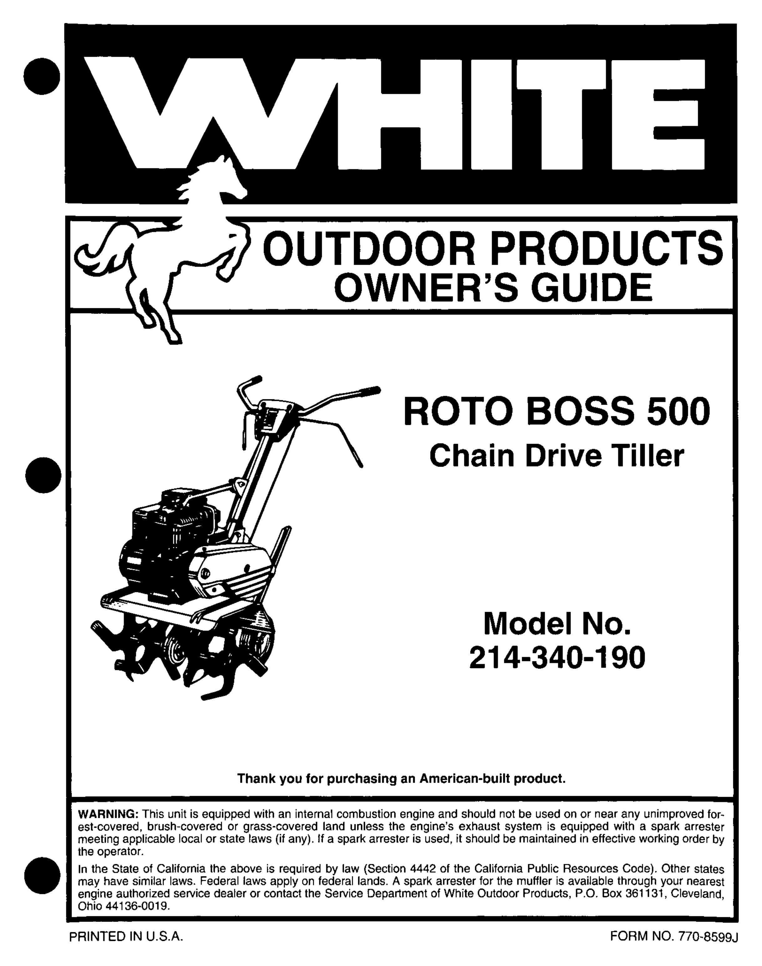 White Outdoor 214-340-190 Tiller User Manual