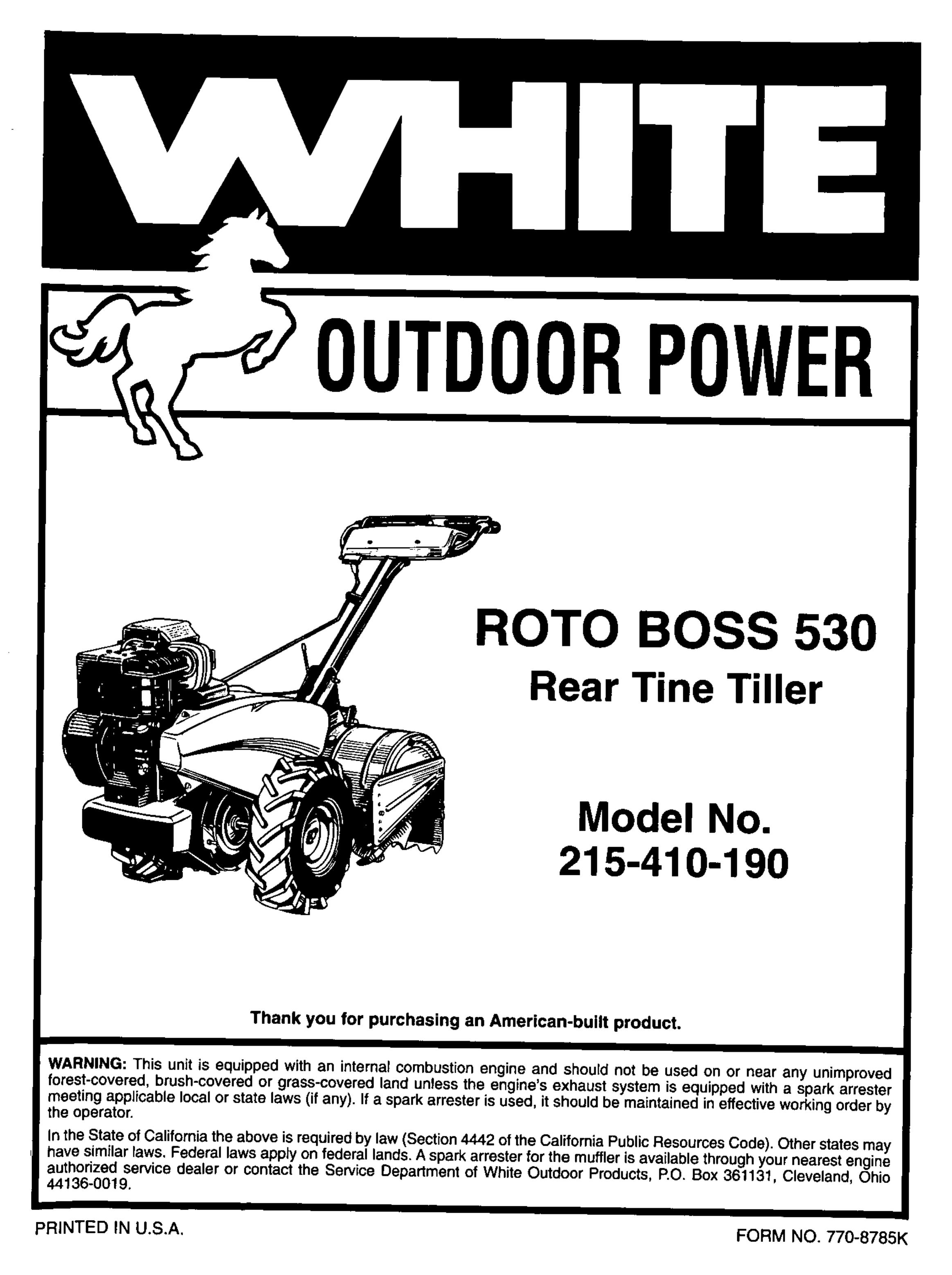 White Outdoor 215-410-190 Tiller User Manual
