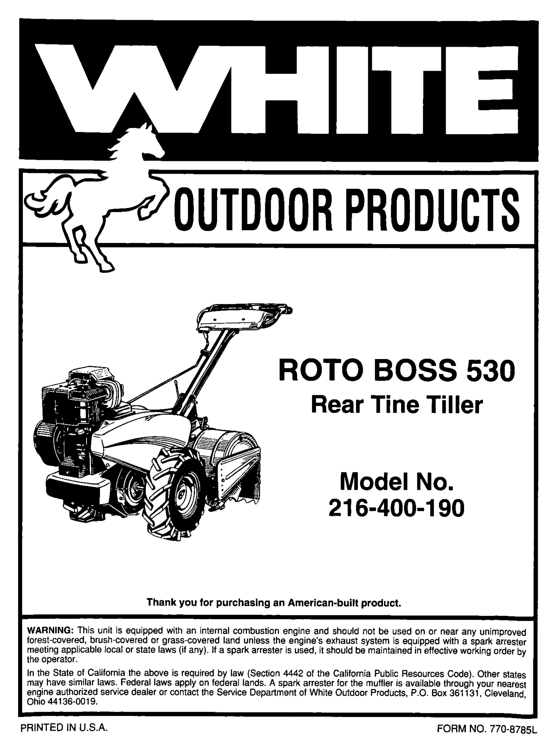 White Outdoor 216-400-190 Tiller User Manual