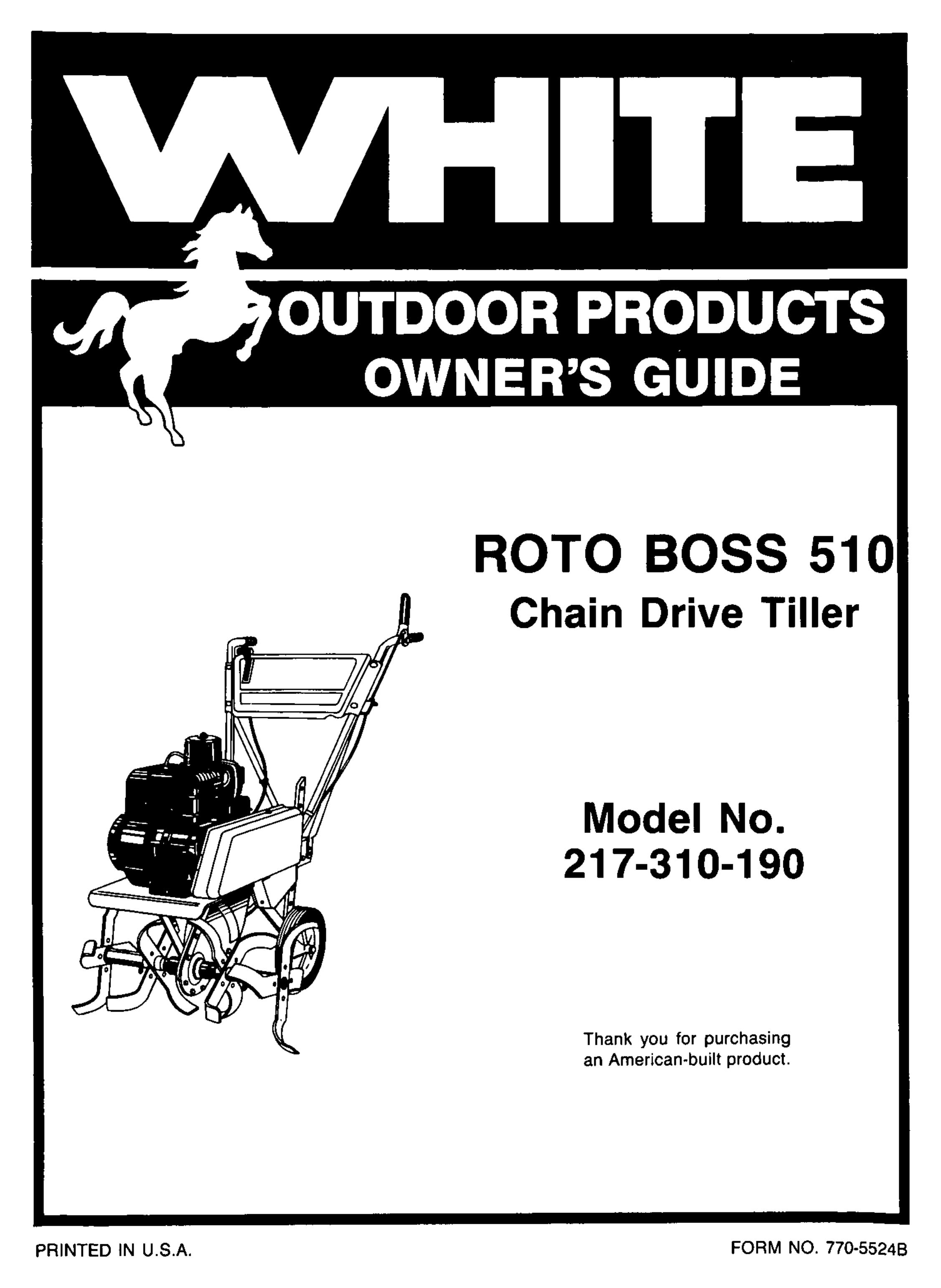White Outdoor 217-310-190 Tiller User Manual
