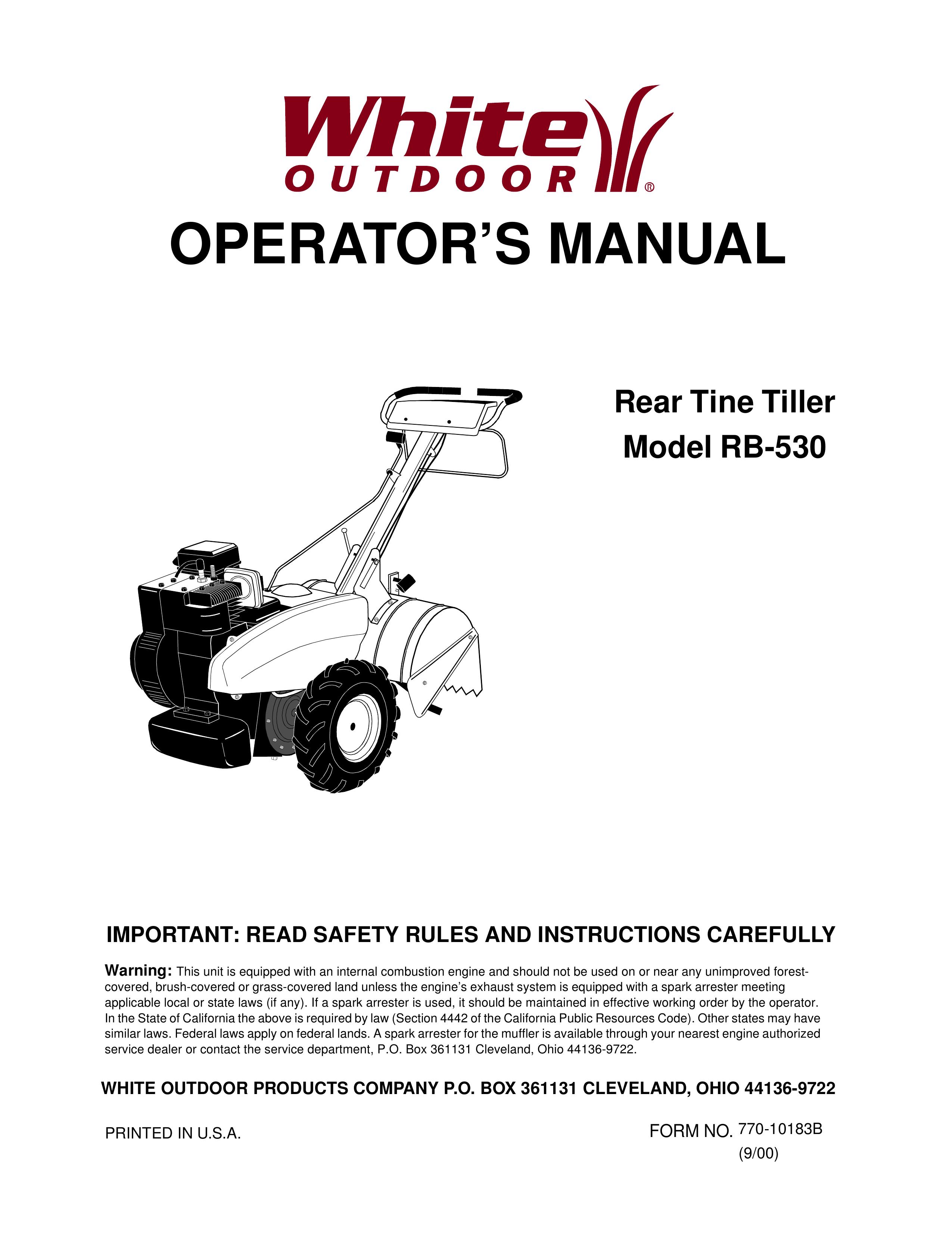 White Outdoor RB-530 Tiller User Manual