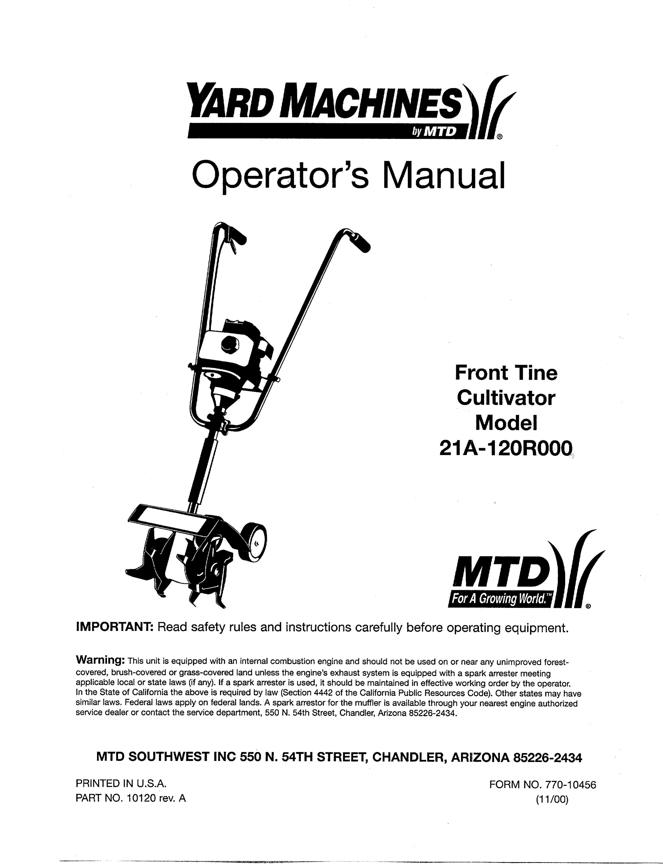 Yard Machines 21A Tiller User Manual