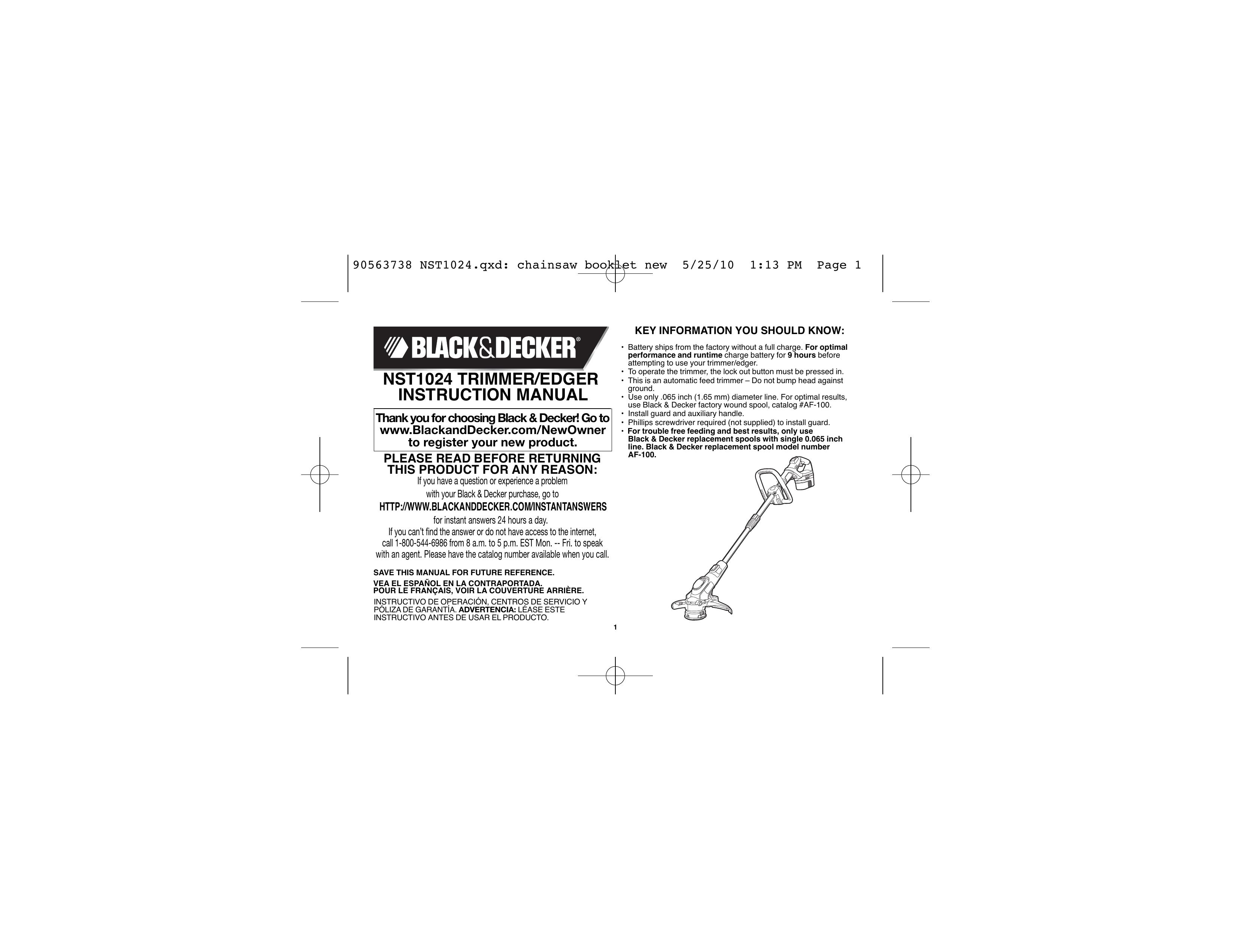Black & Decker AF-100 Trimmer User Manual