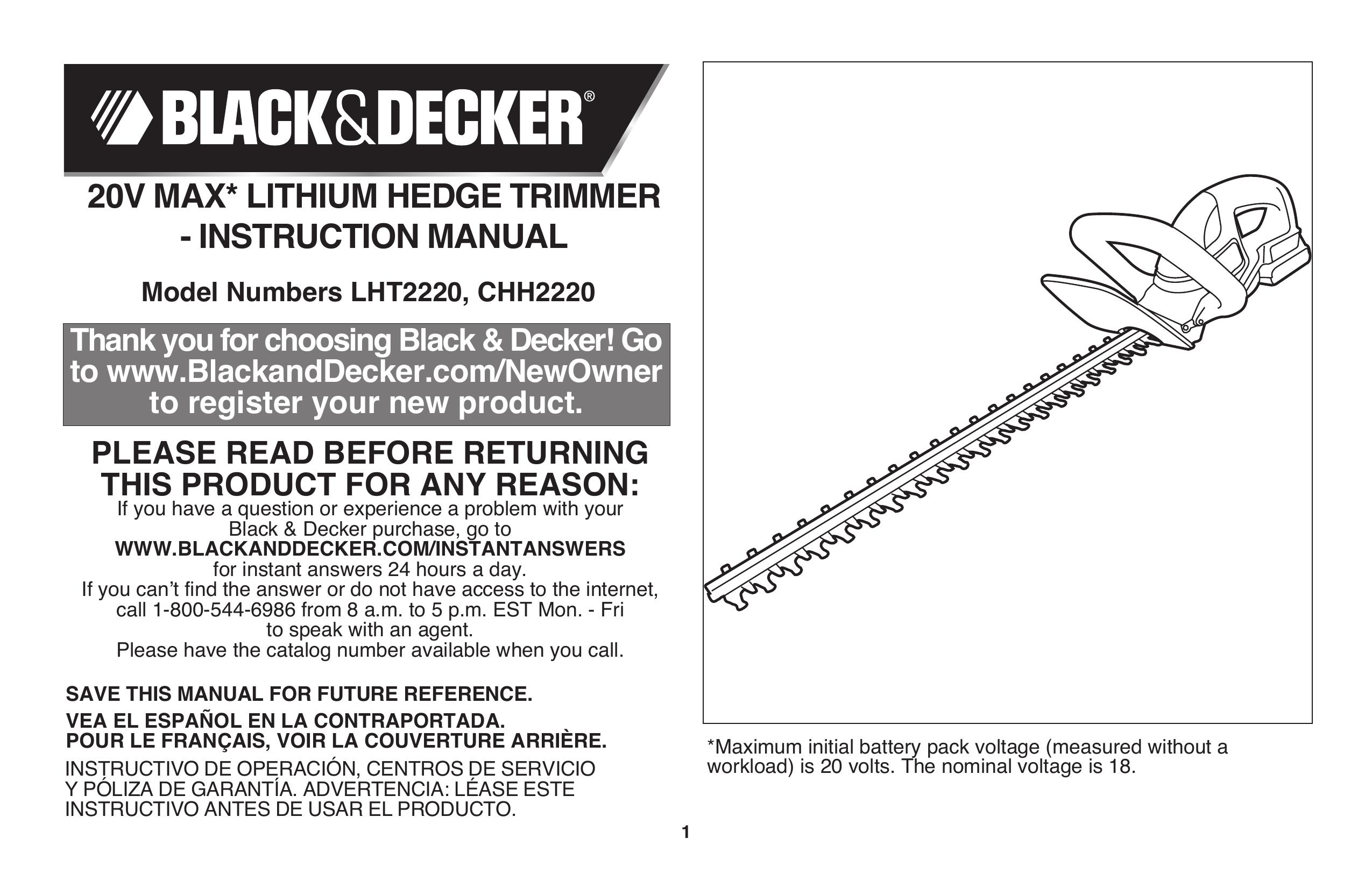 Black & Decker CHH2220 Trimmer User Manual