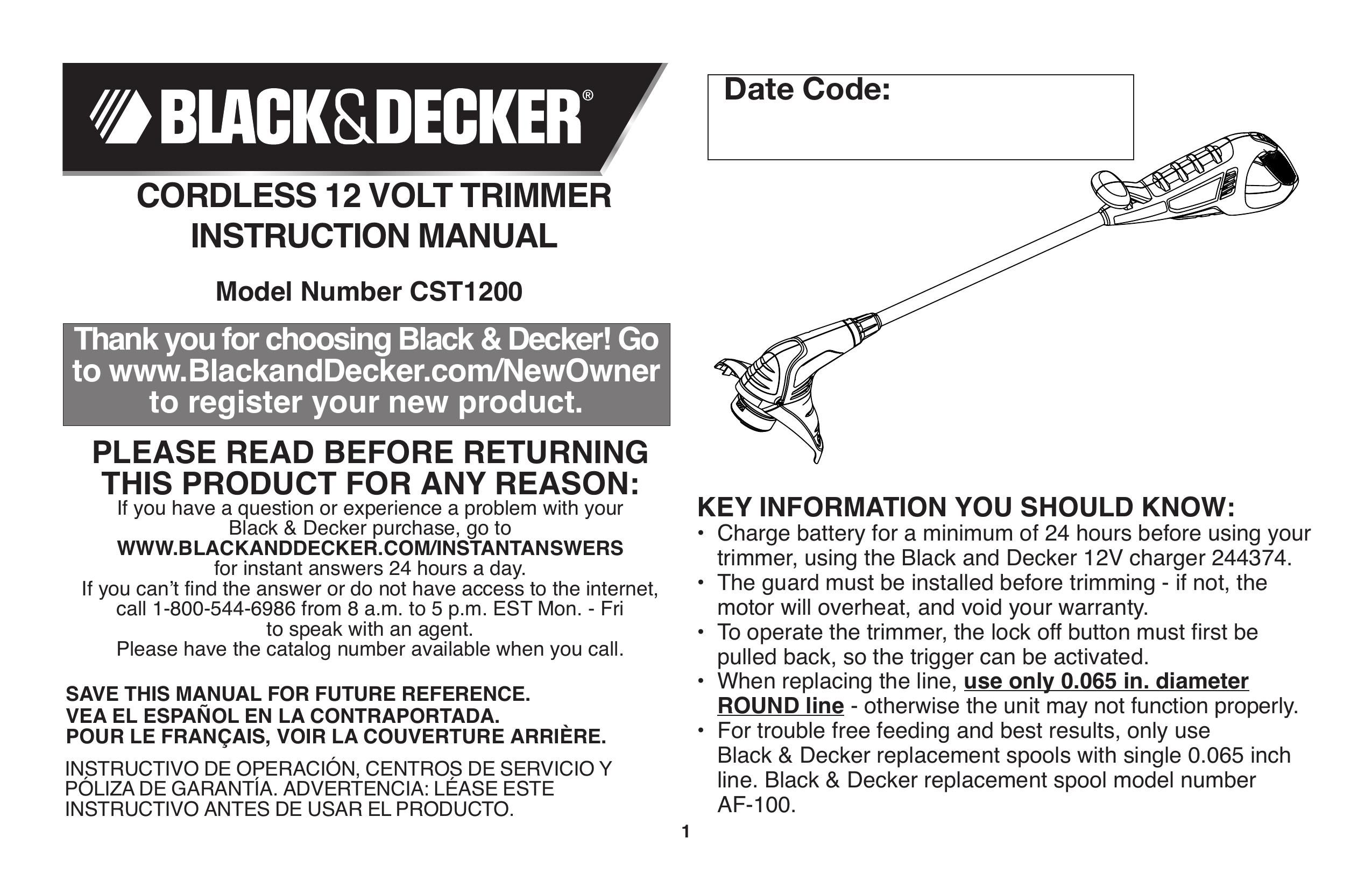 Black & Decker CST1200 Trimmer User Manual