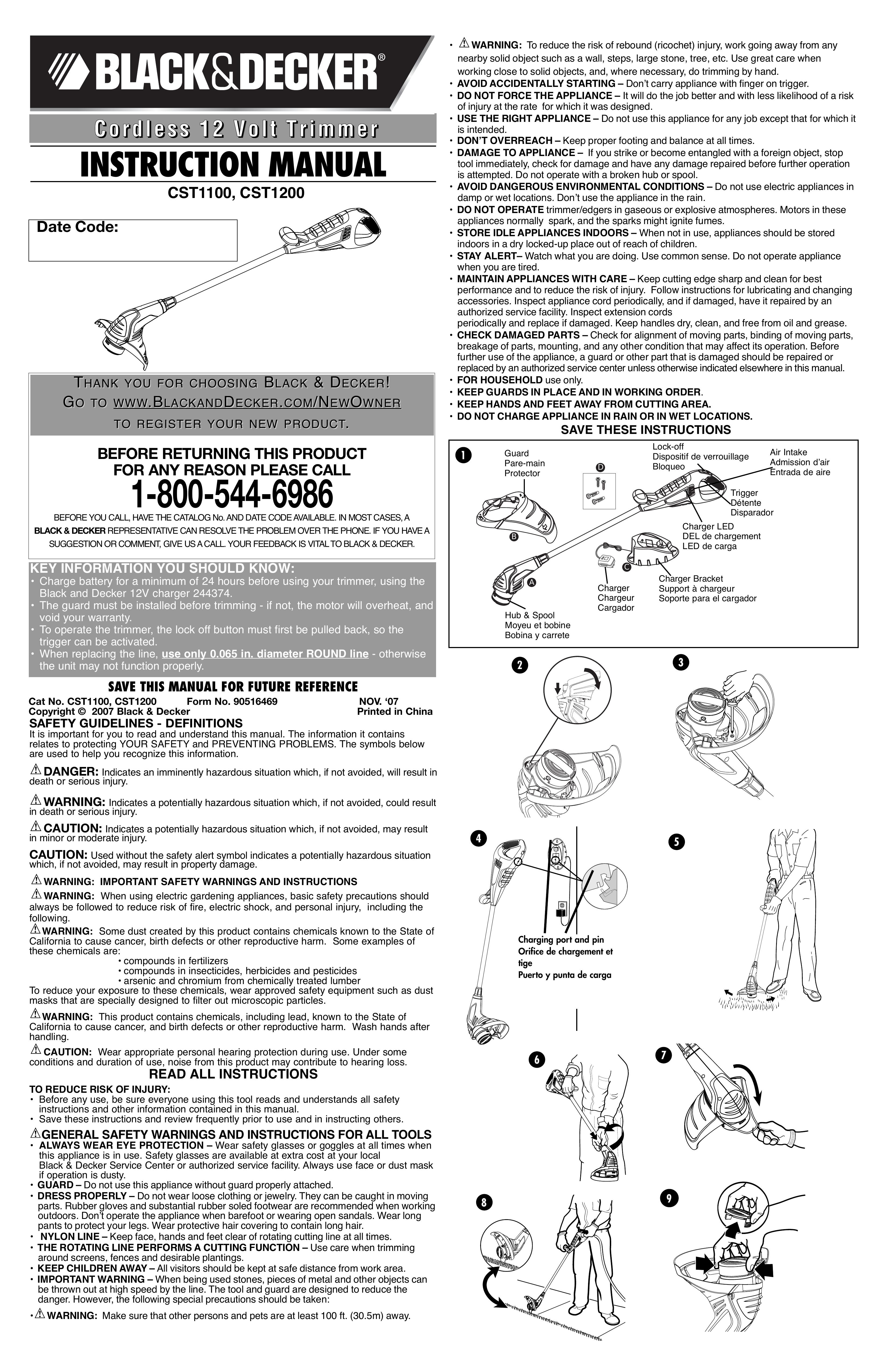 Black & Decker CST1200R Trimmer User Manual