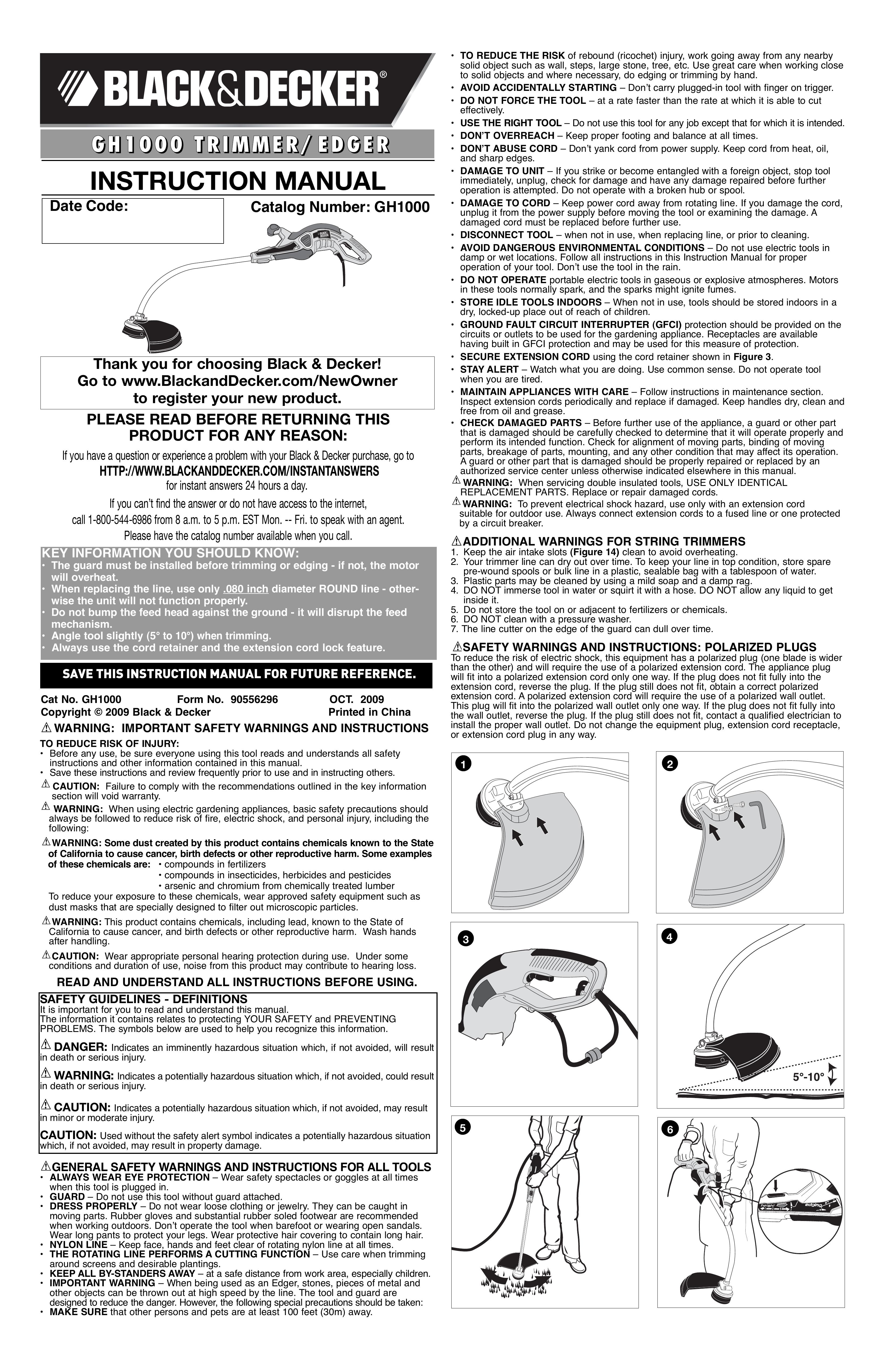 Black & Decker GH1000 Trimmer User Manual