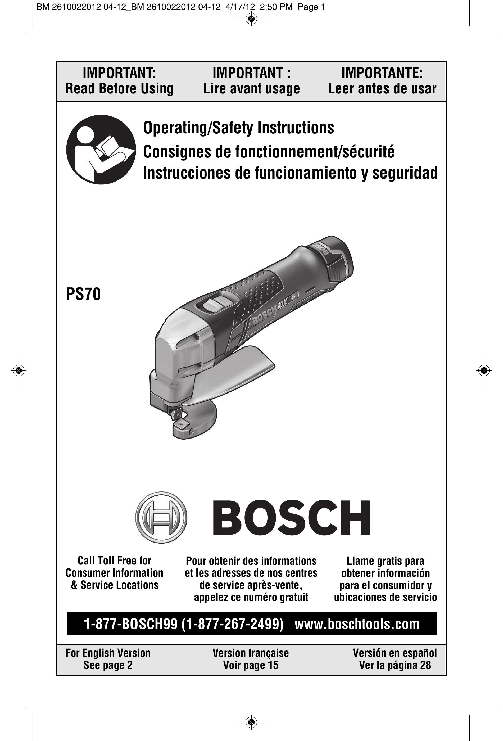 Bosch Power Tools PS70-2A Trimmer User Manual