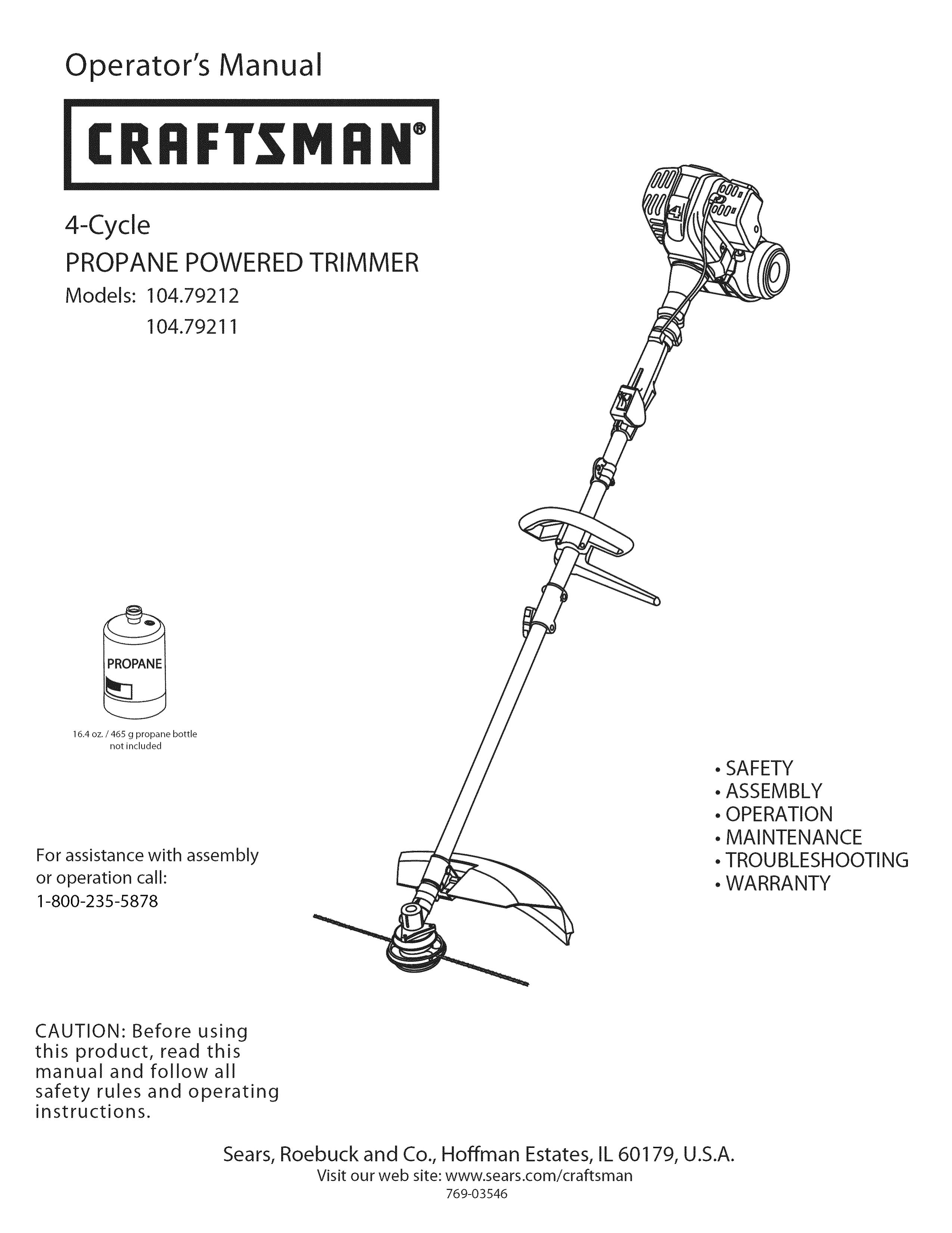 Craftsman 104.79212 Trimmer User Manual