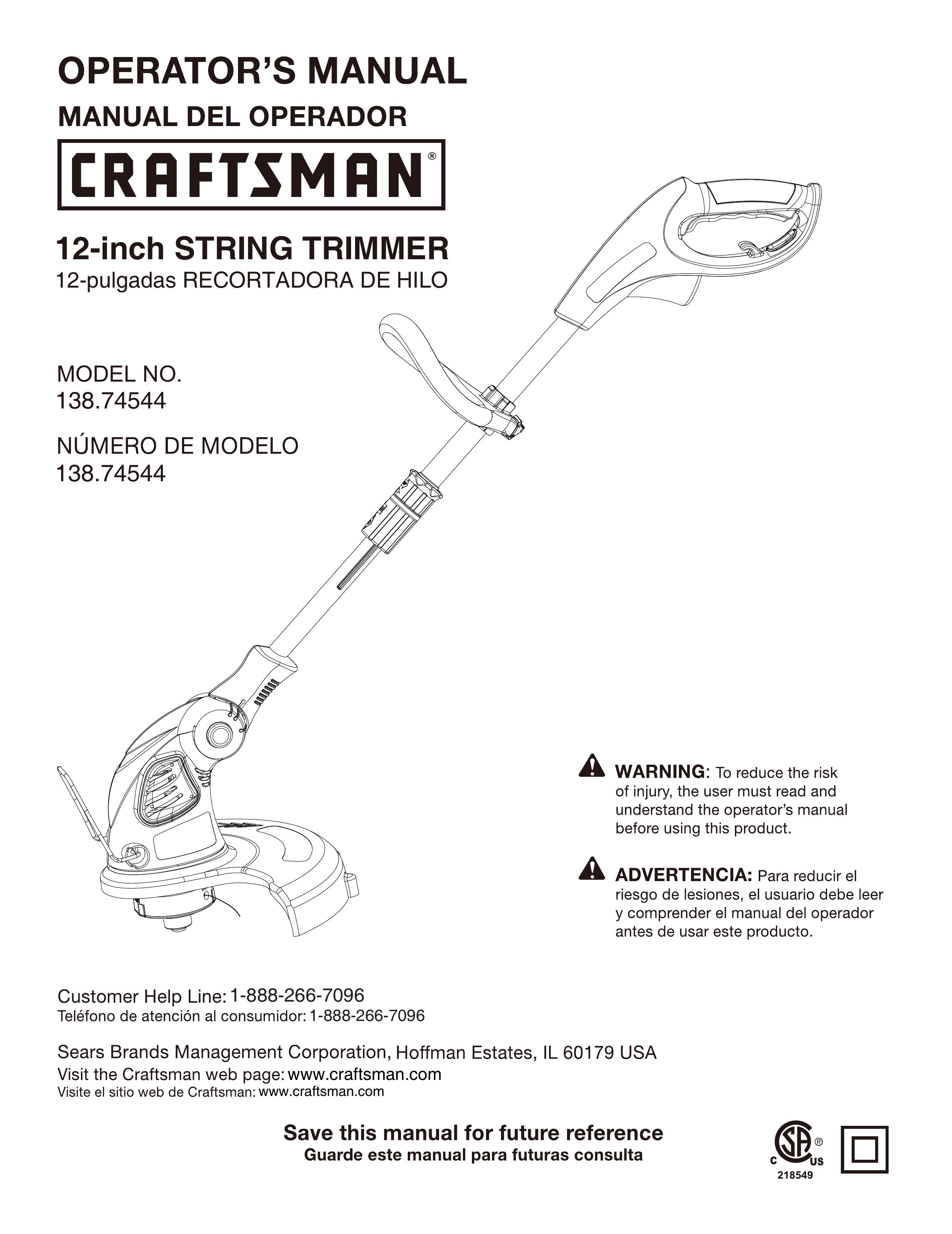 Craftsman 138.74544 Trimmer User Manual