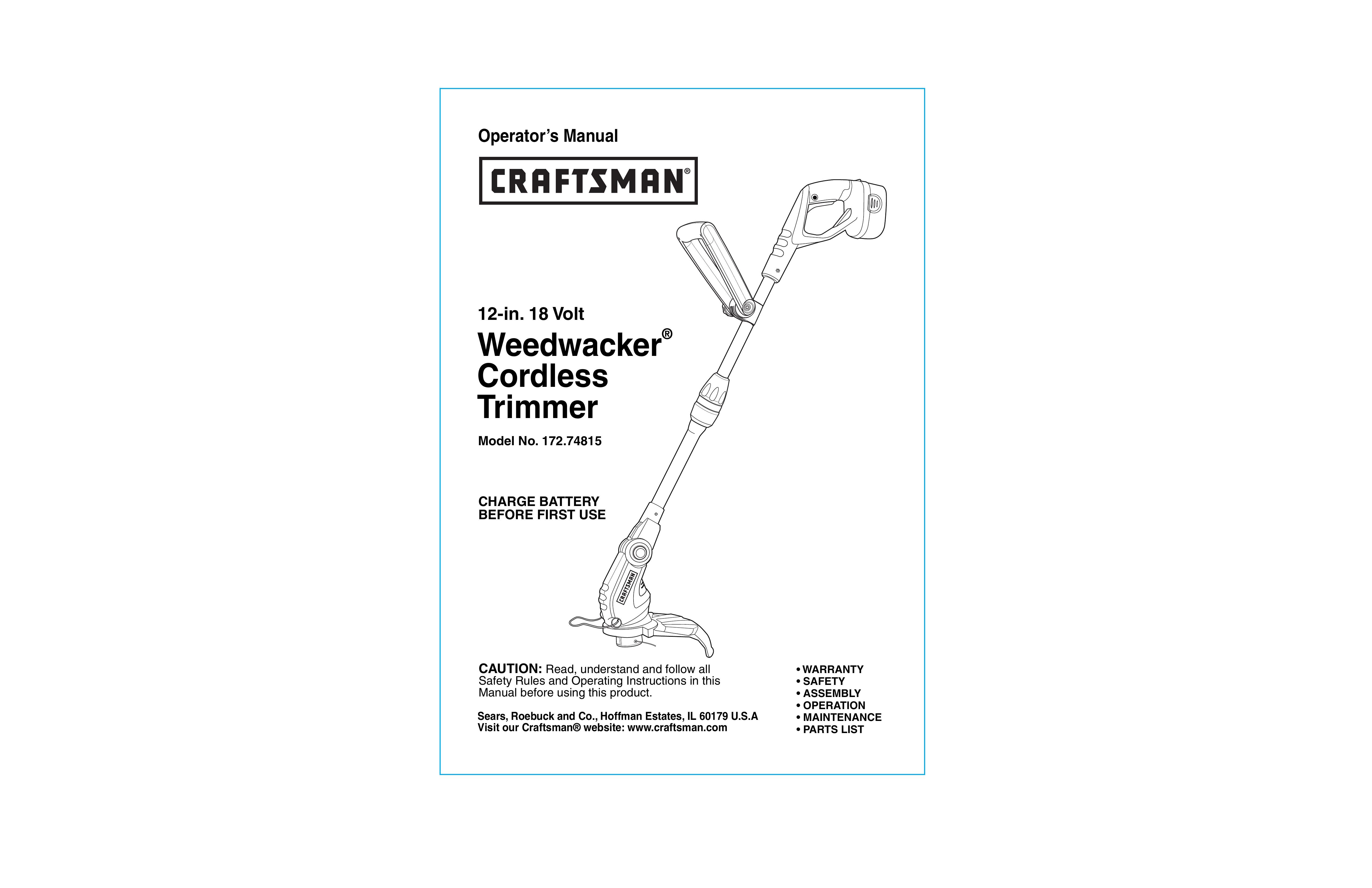 Craftsman 172.74815 Trimmer User Manual