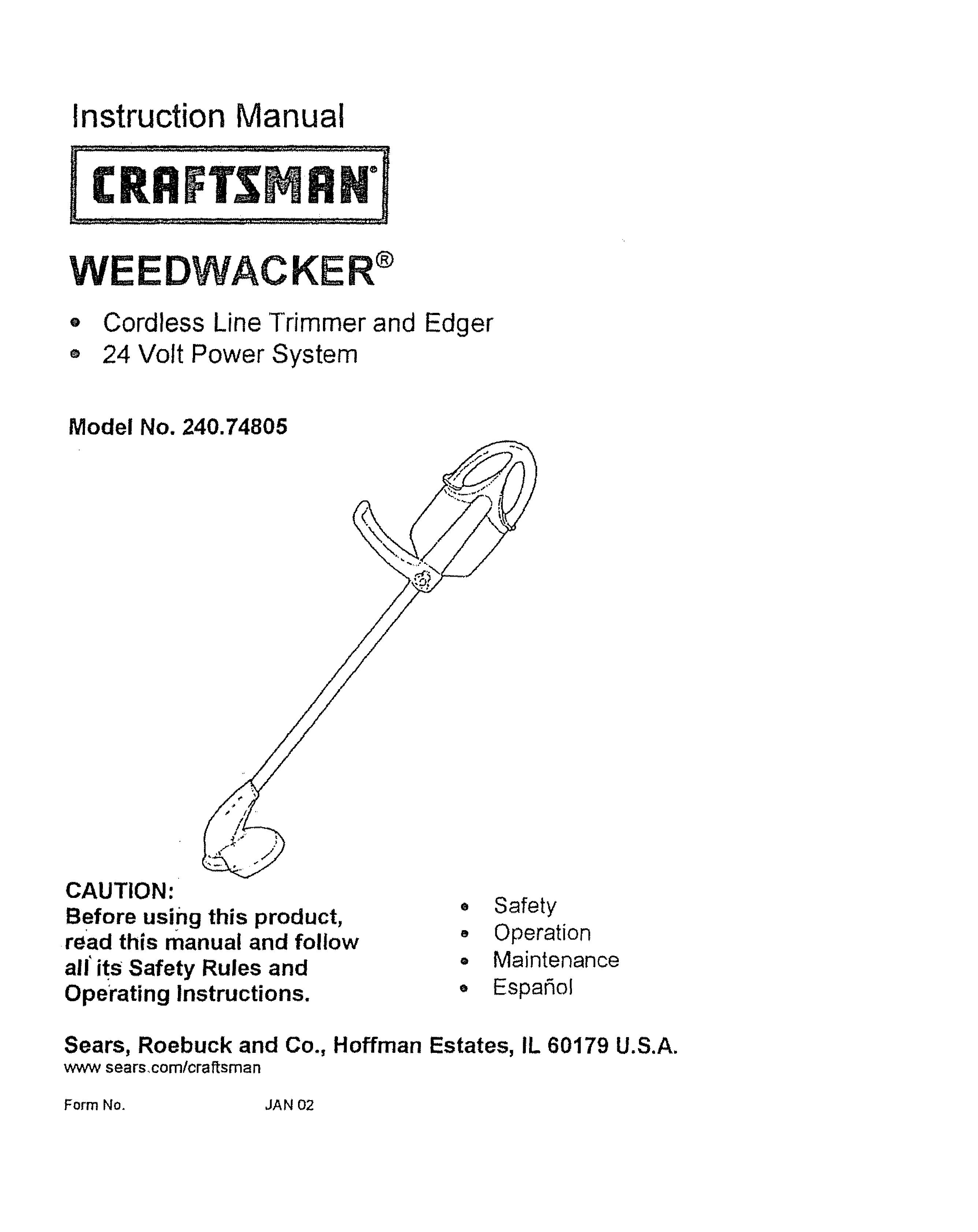 Craftsman 240.74805 Trimmer User Manual