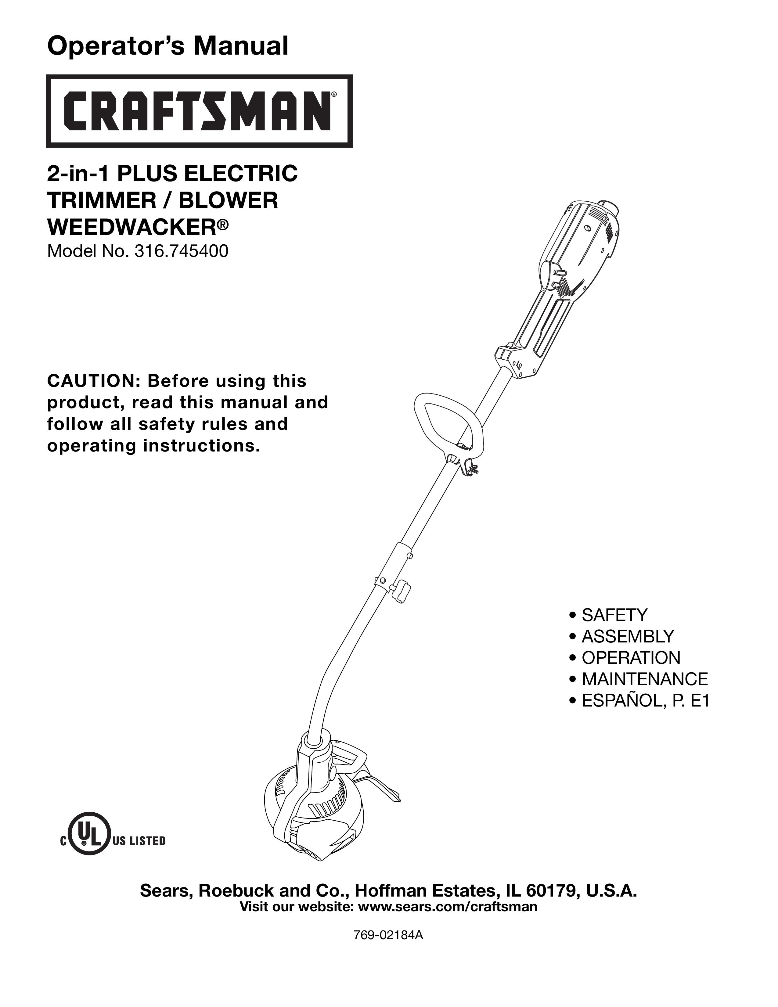 Craftsman 316.7454 Trimmer User Manual