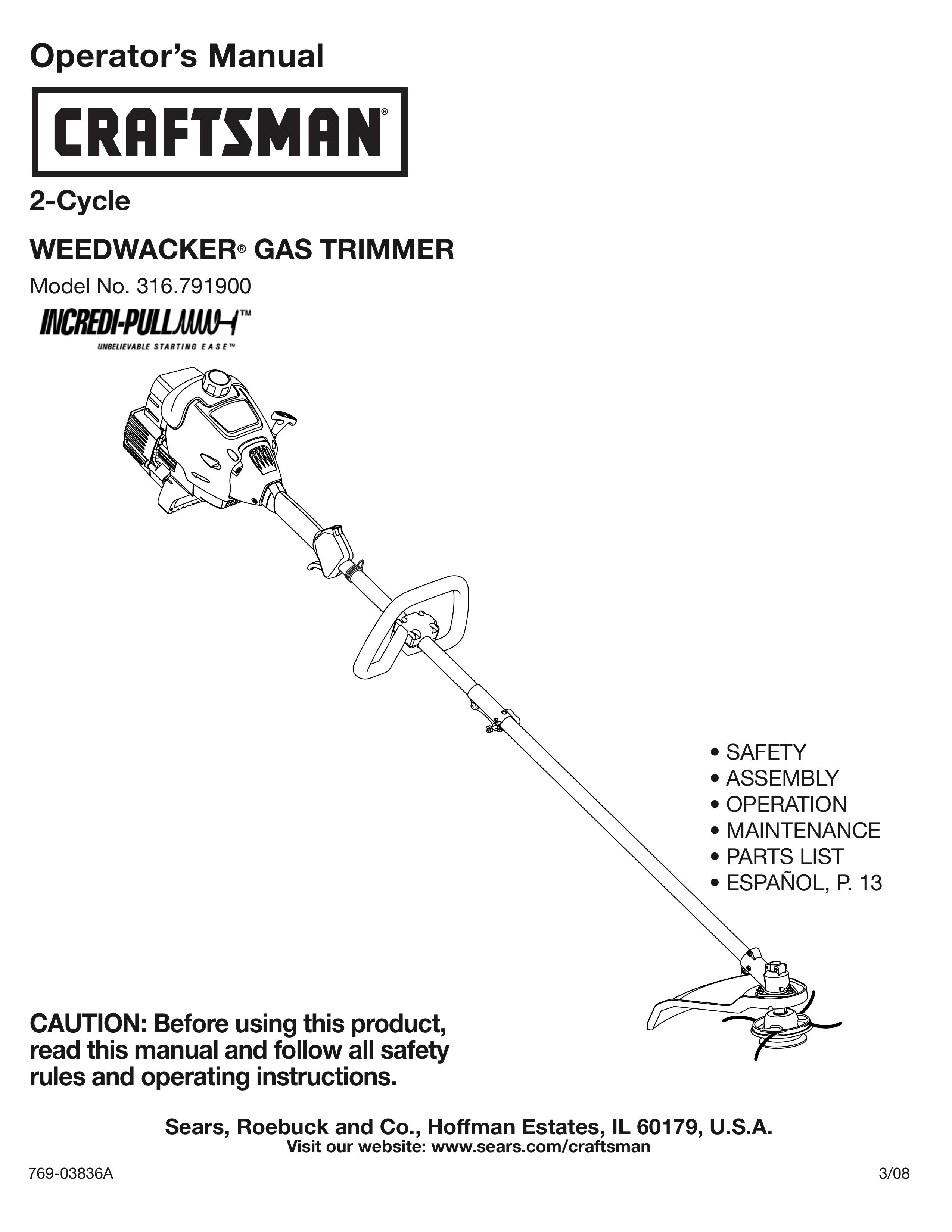 Craftsman 316.7919 Trimmer User Manual