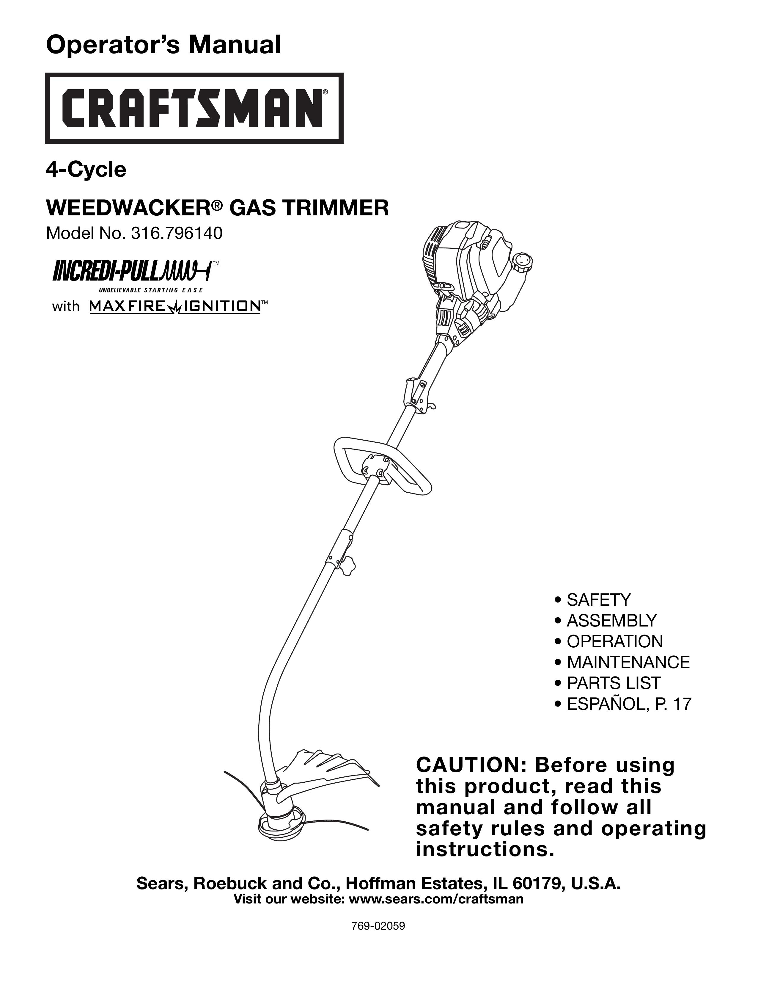 Craftsman 316.79614 Trimmer User Manual