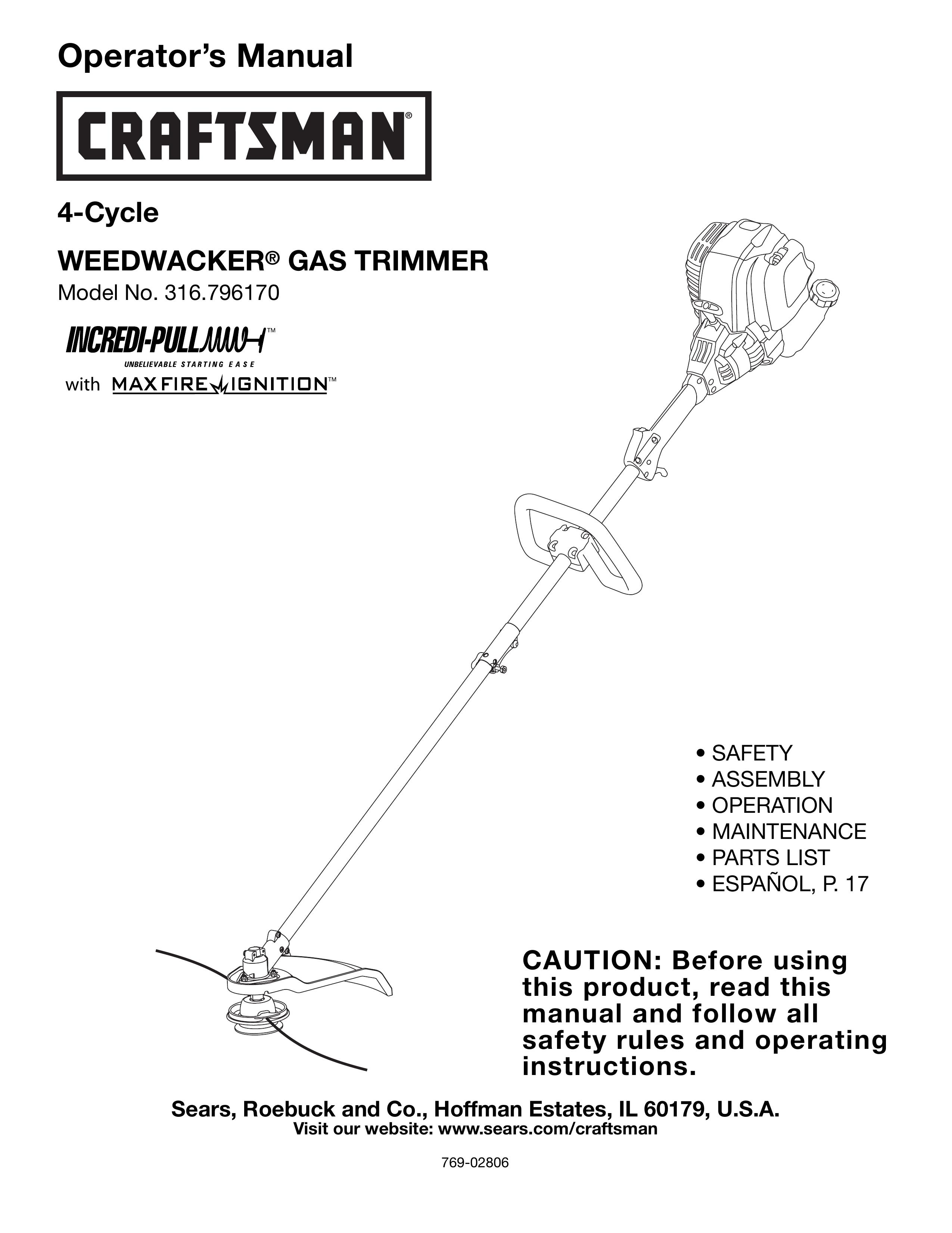 Craftsman 316.79617 Trimmer User Manual
