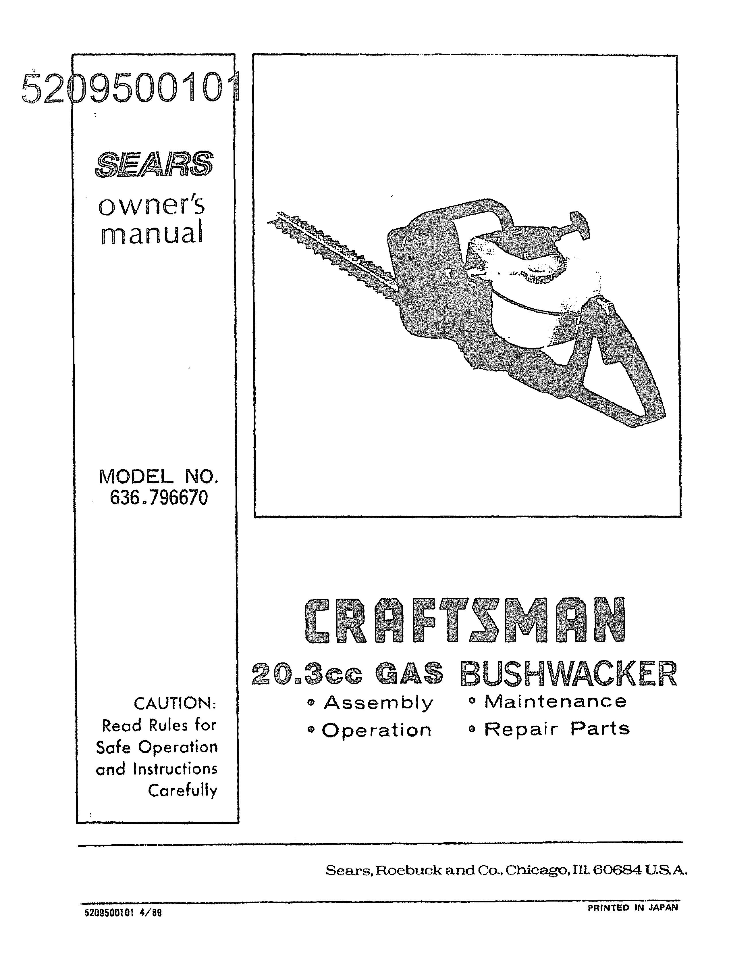 Craftsman 636.79667 Trimmer User Manual