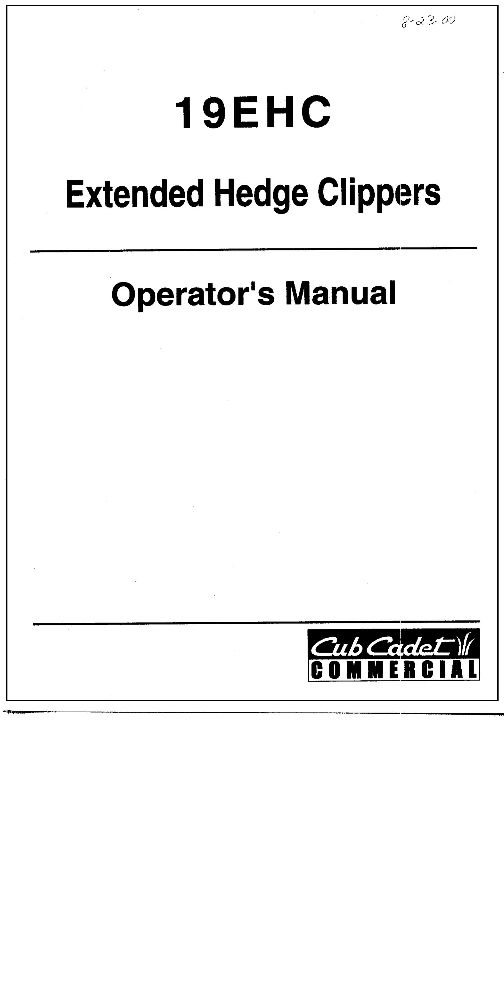 Cub Cadet 19EHC Trimmer User Manual