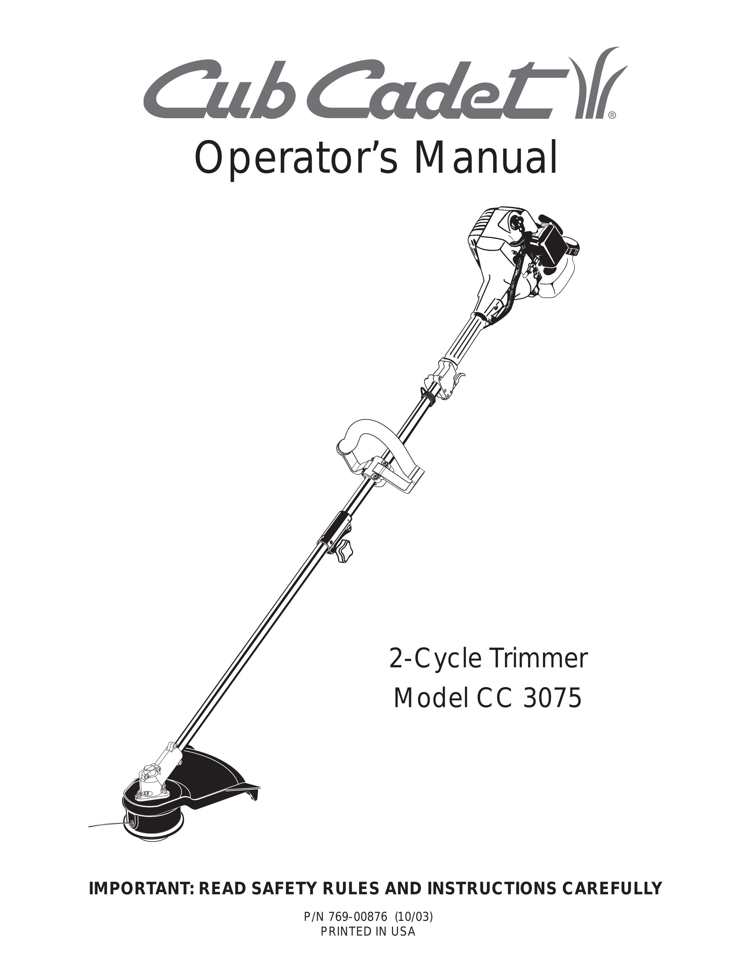 Cub Cadet CC3075 Trimmer User Manual