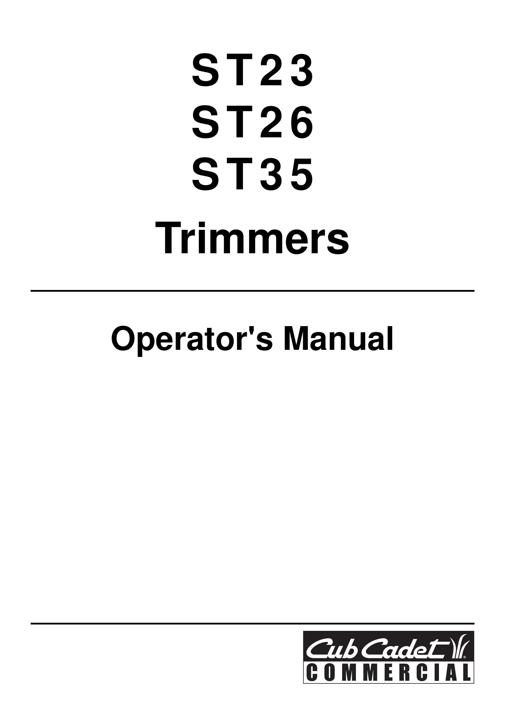 Cub Cadet ST35 Trimmer User Manual