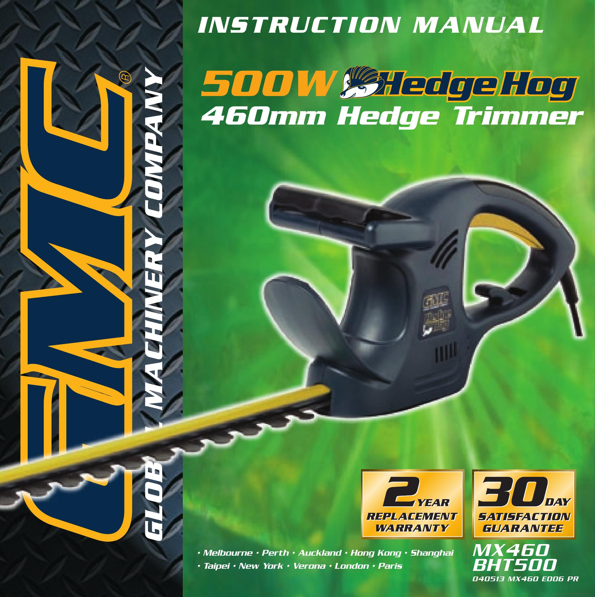 Global Machinery Company BHT500 Trimmer User Manual