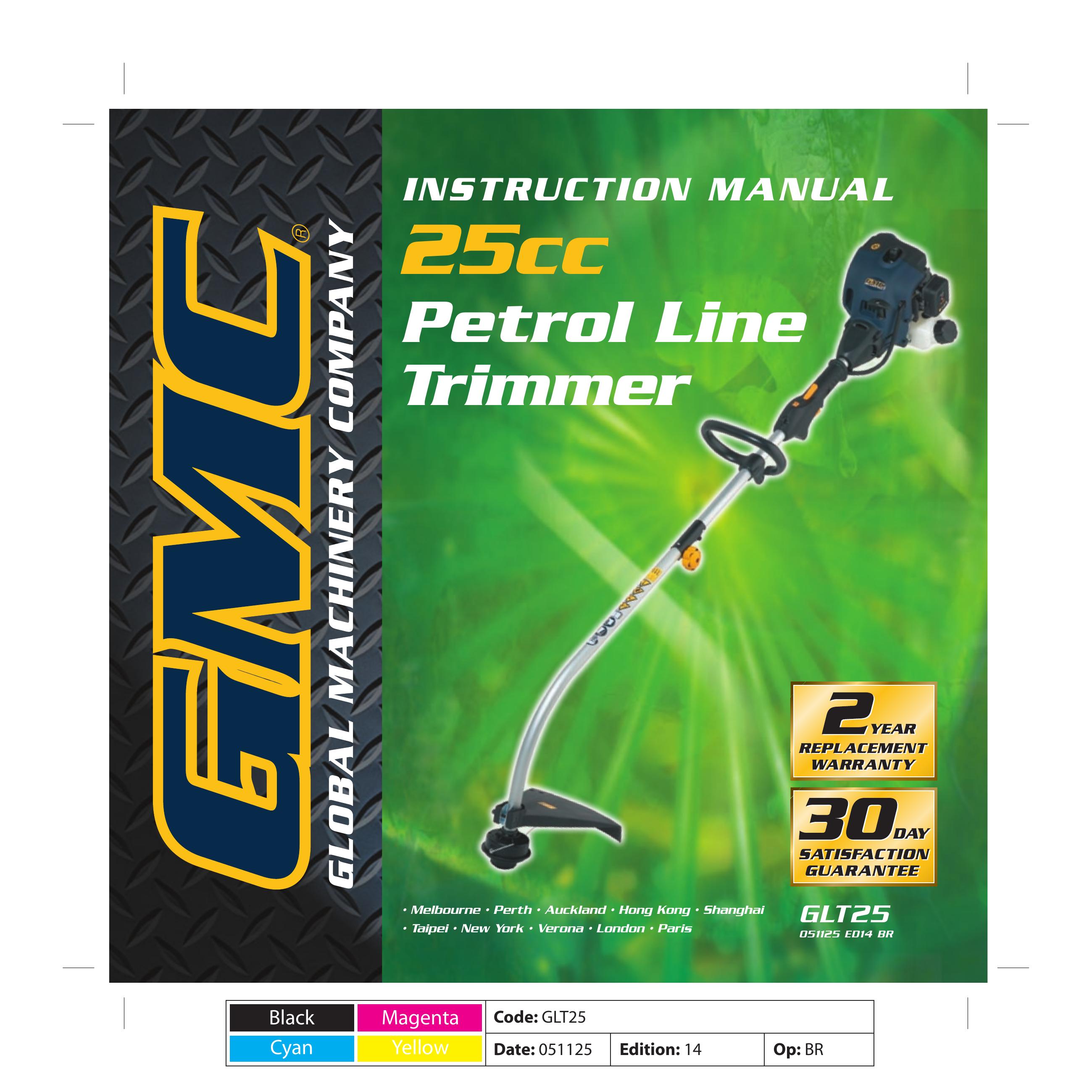 Global Machinery Company GLT25 Trimmer User Manual