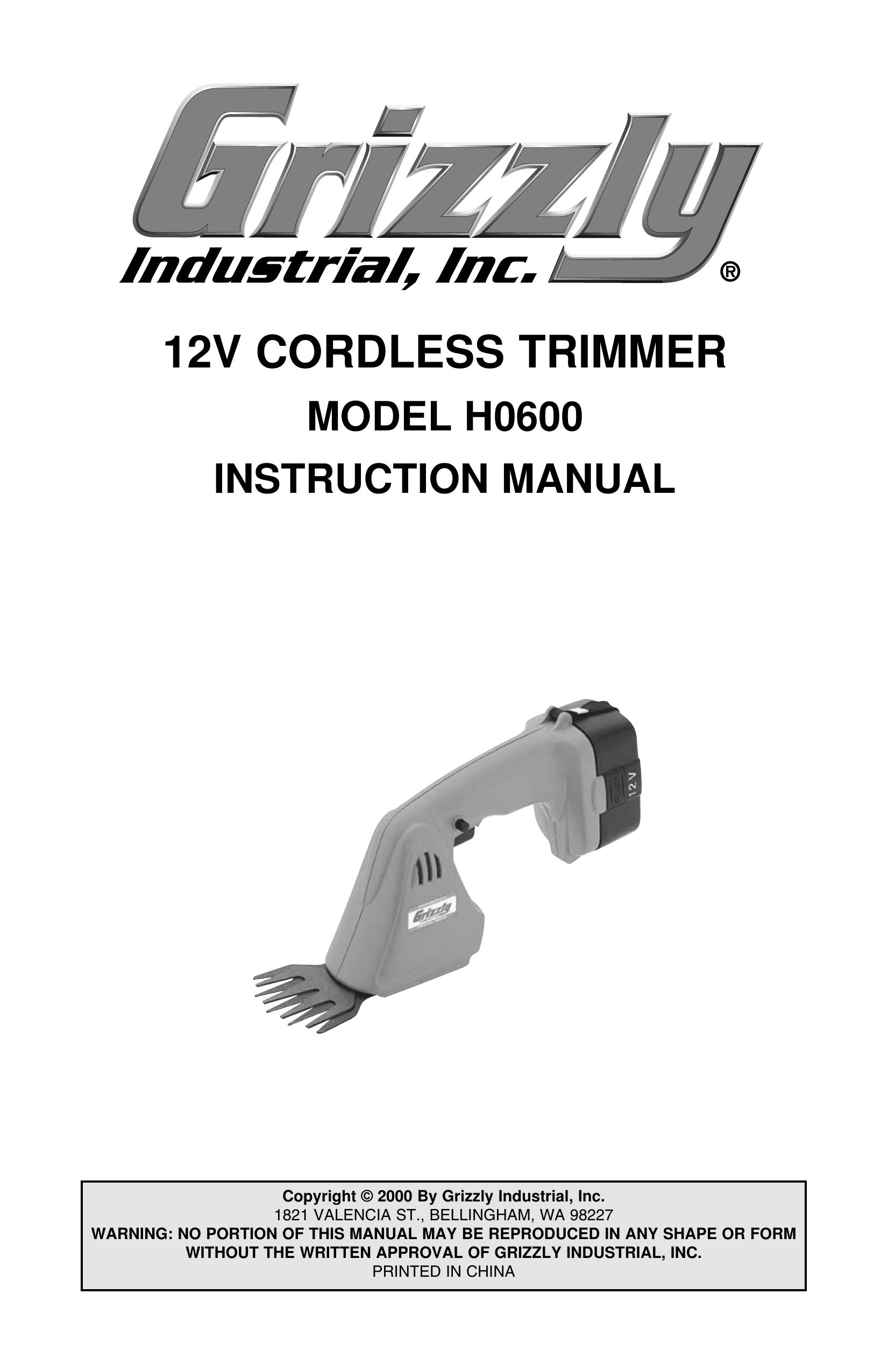 Grizzly H0600 Trimmer User Manual