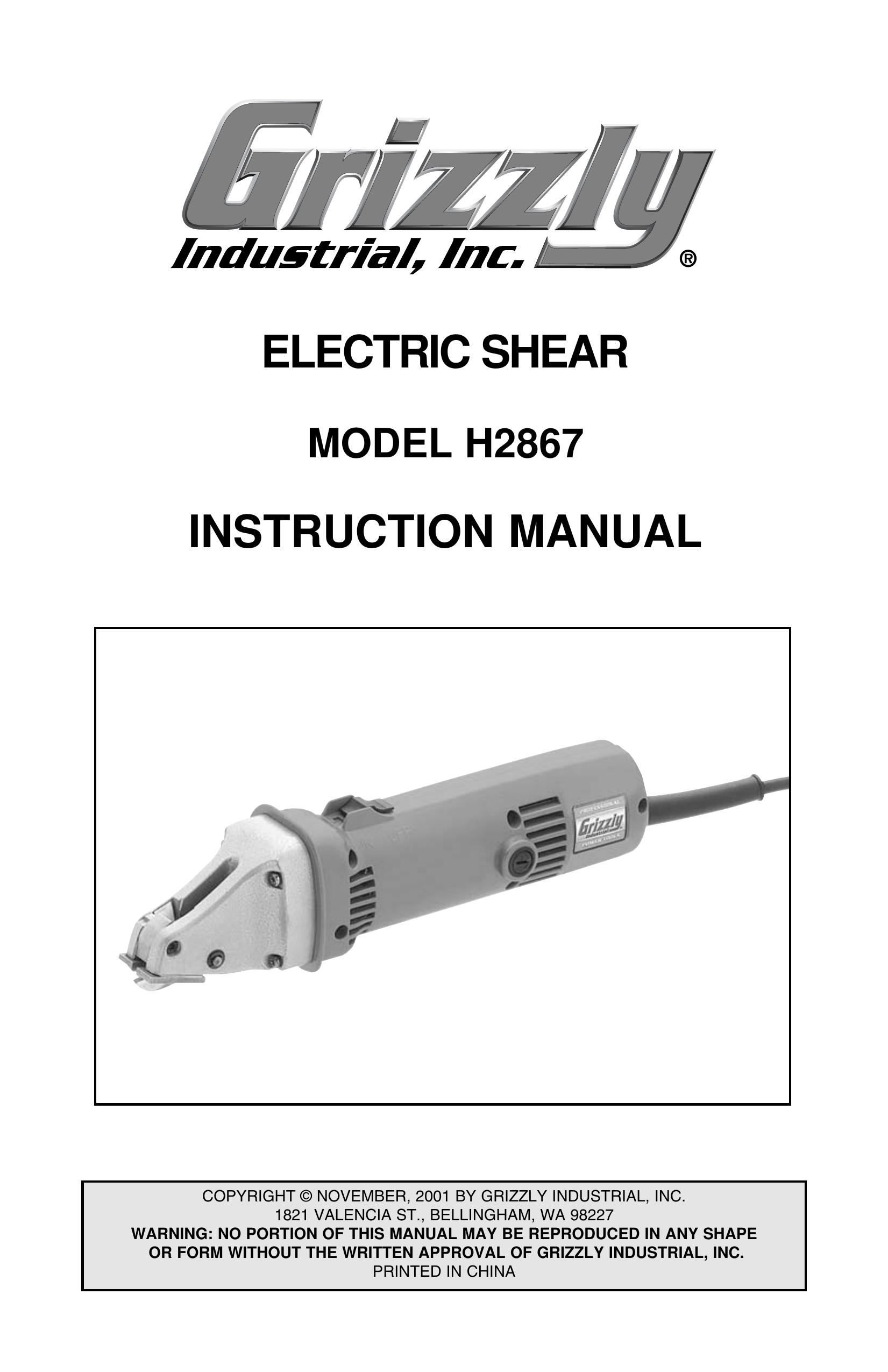 Grizzly H2867 Trimmer User Manual