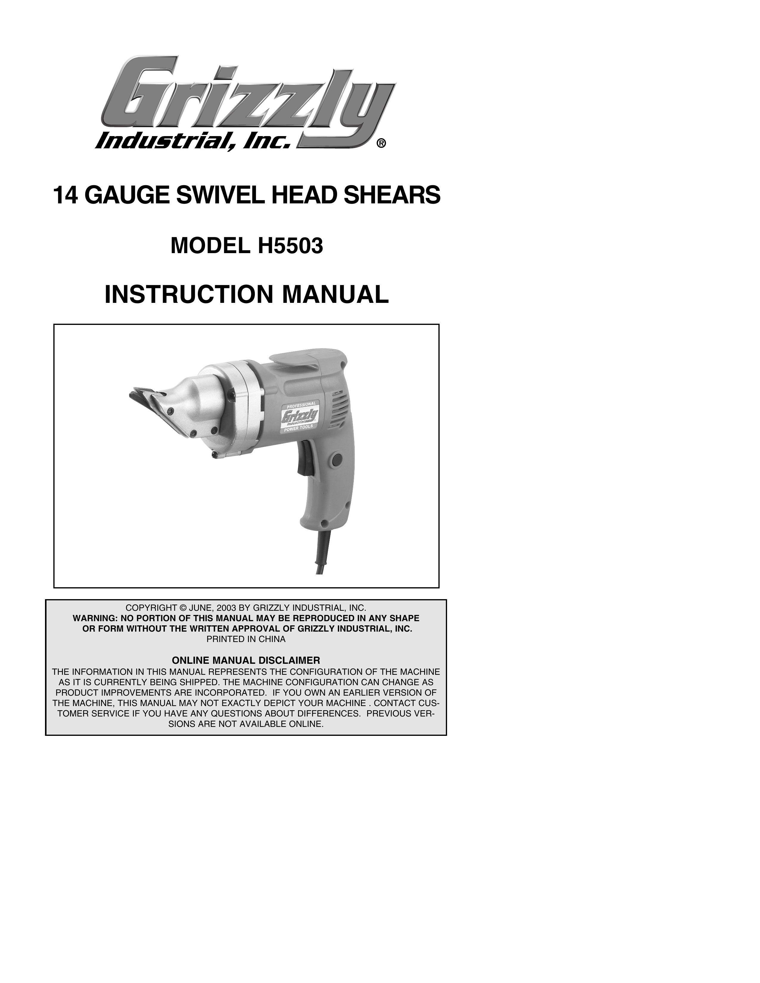 Grizzly H5503 Trimmer User Manual