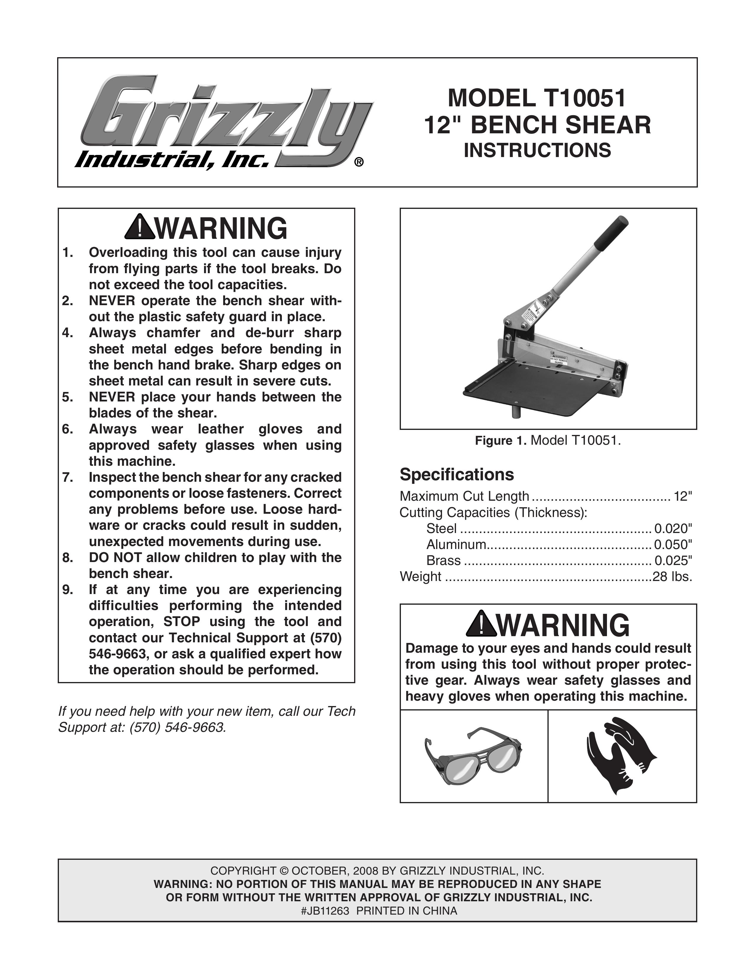Grizzly T10051 Trimmer User Manual