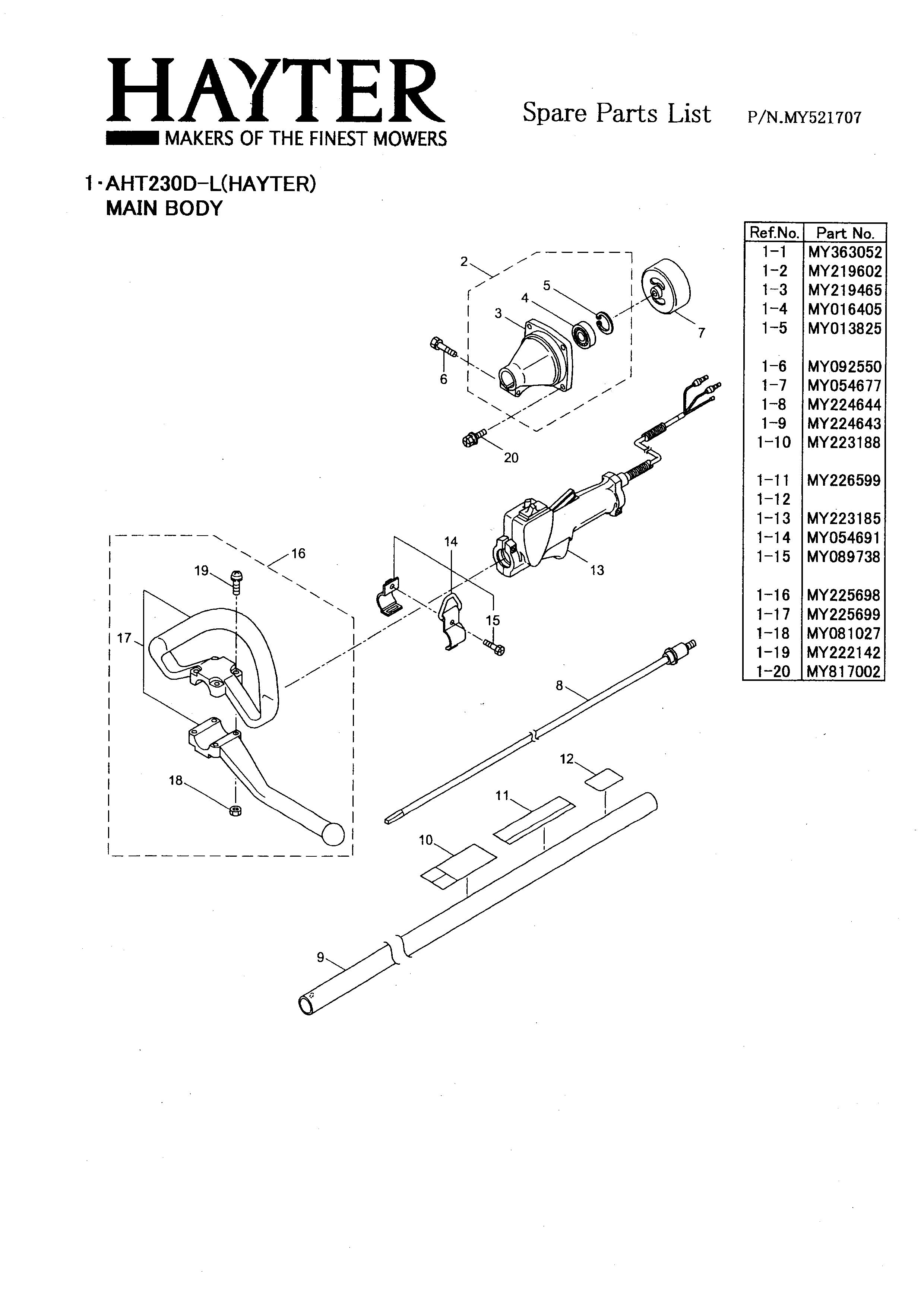 Hayter Mowers AHT230D L Trimmer User Manual